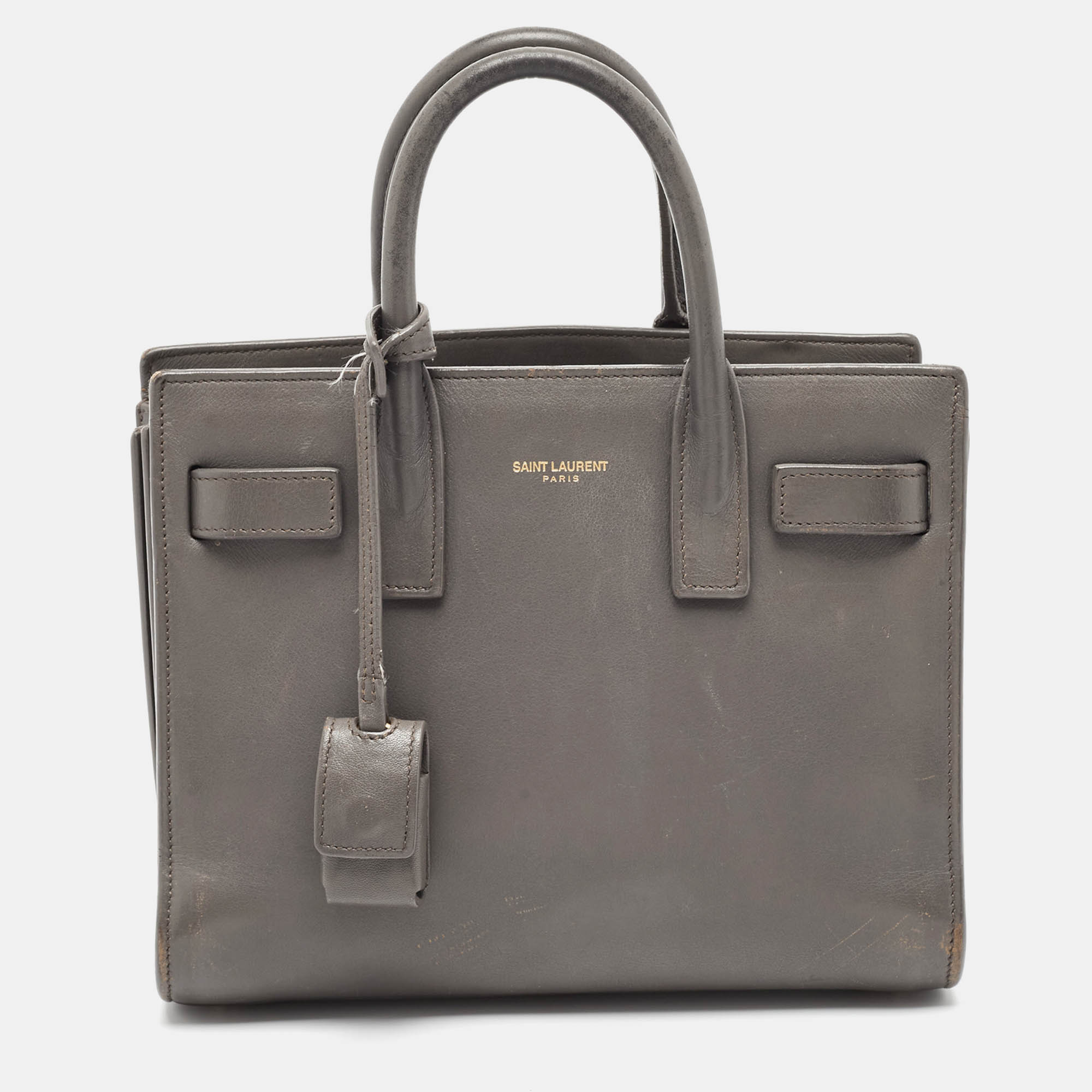 

Saint Laurent Grey Leather Nano Classic Sac De Jour Tote