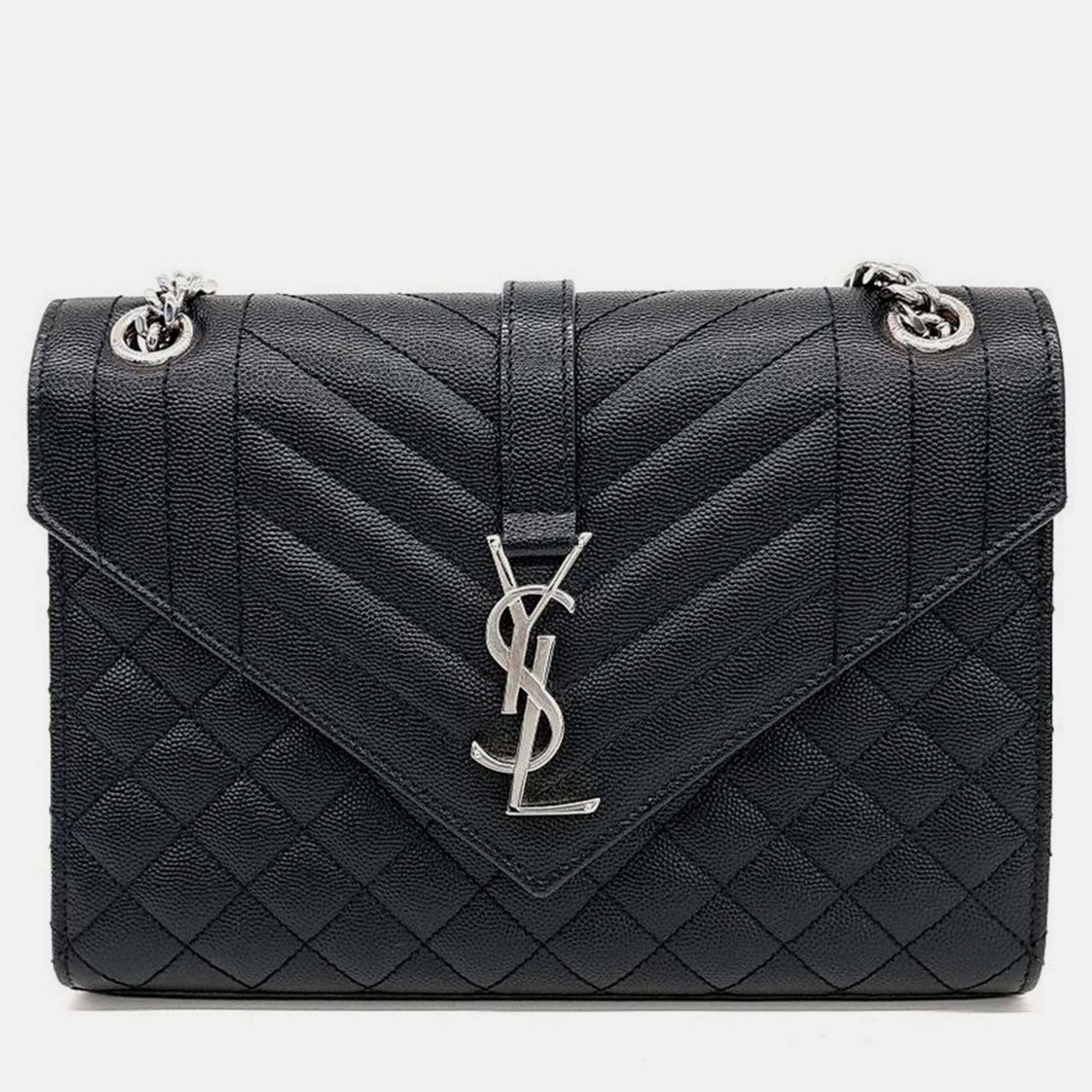 

Saint Laurent Envelope Chain Shoulder Bag, Black