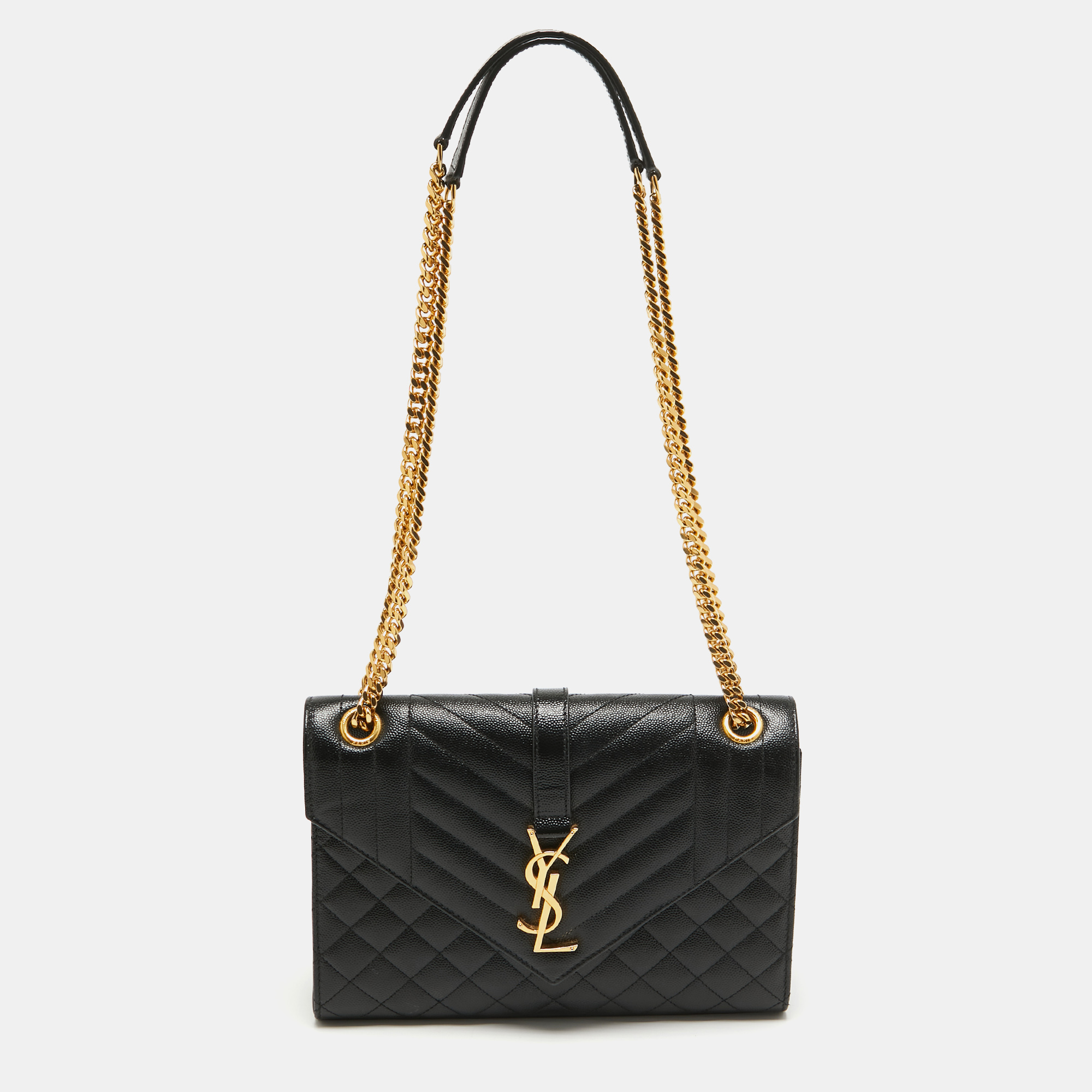 

Saint Laurent Black Mix Matelasse Leather  Envelope Chain Shoulder Bag