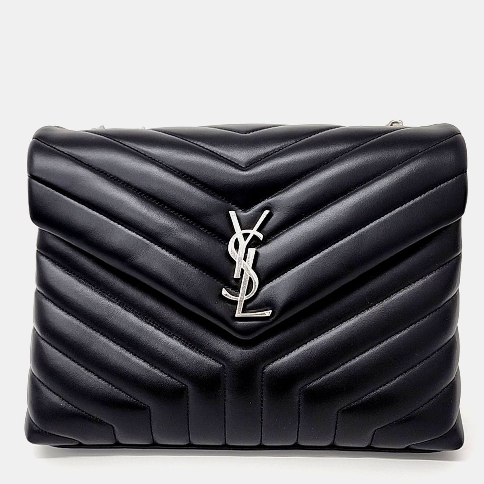 Pre-owned Saint Laurent Monogram Lulu Medium Bag In Black