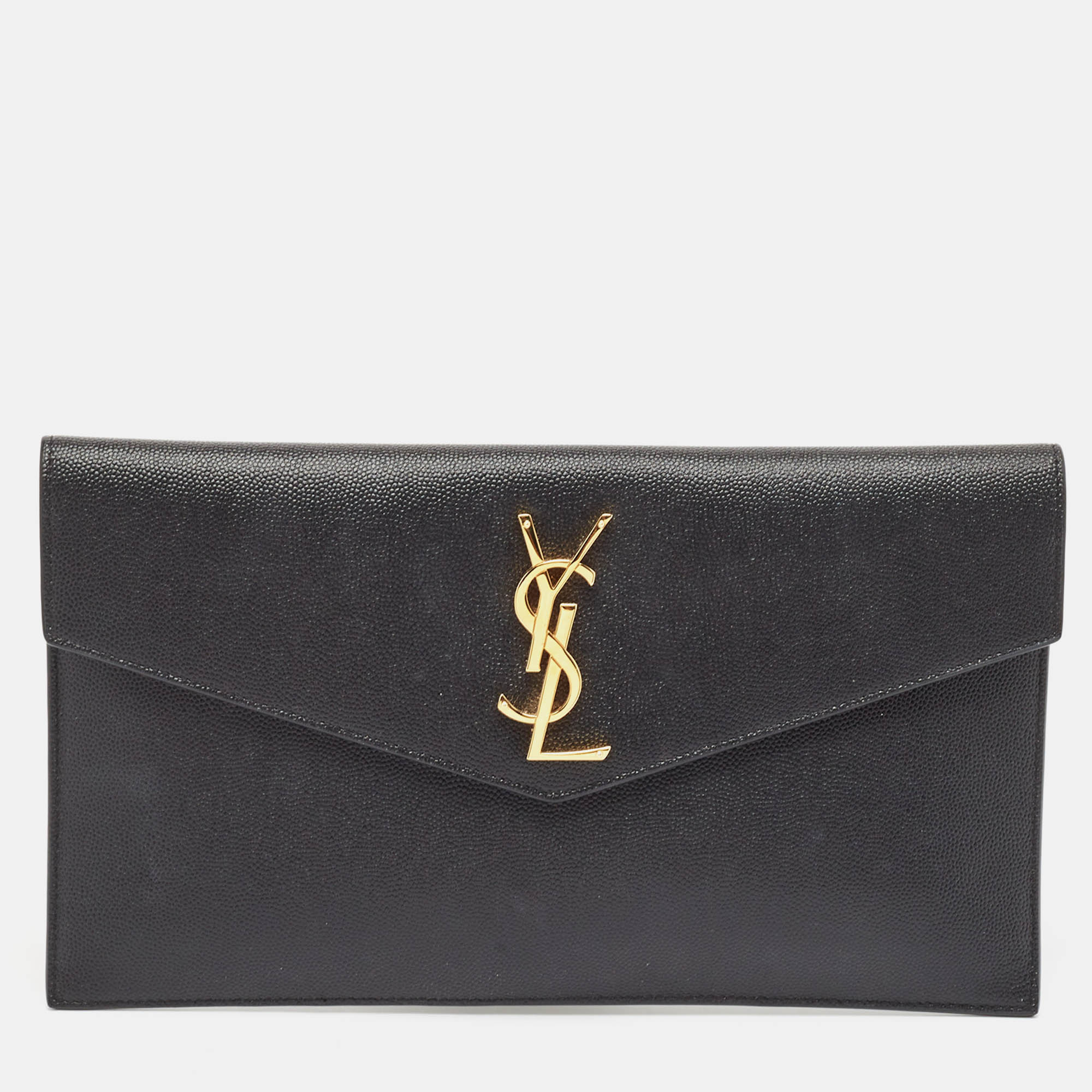 

Saint Laurent Black Leather Uptown Pouch Clutch