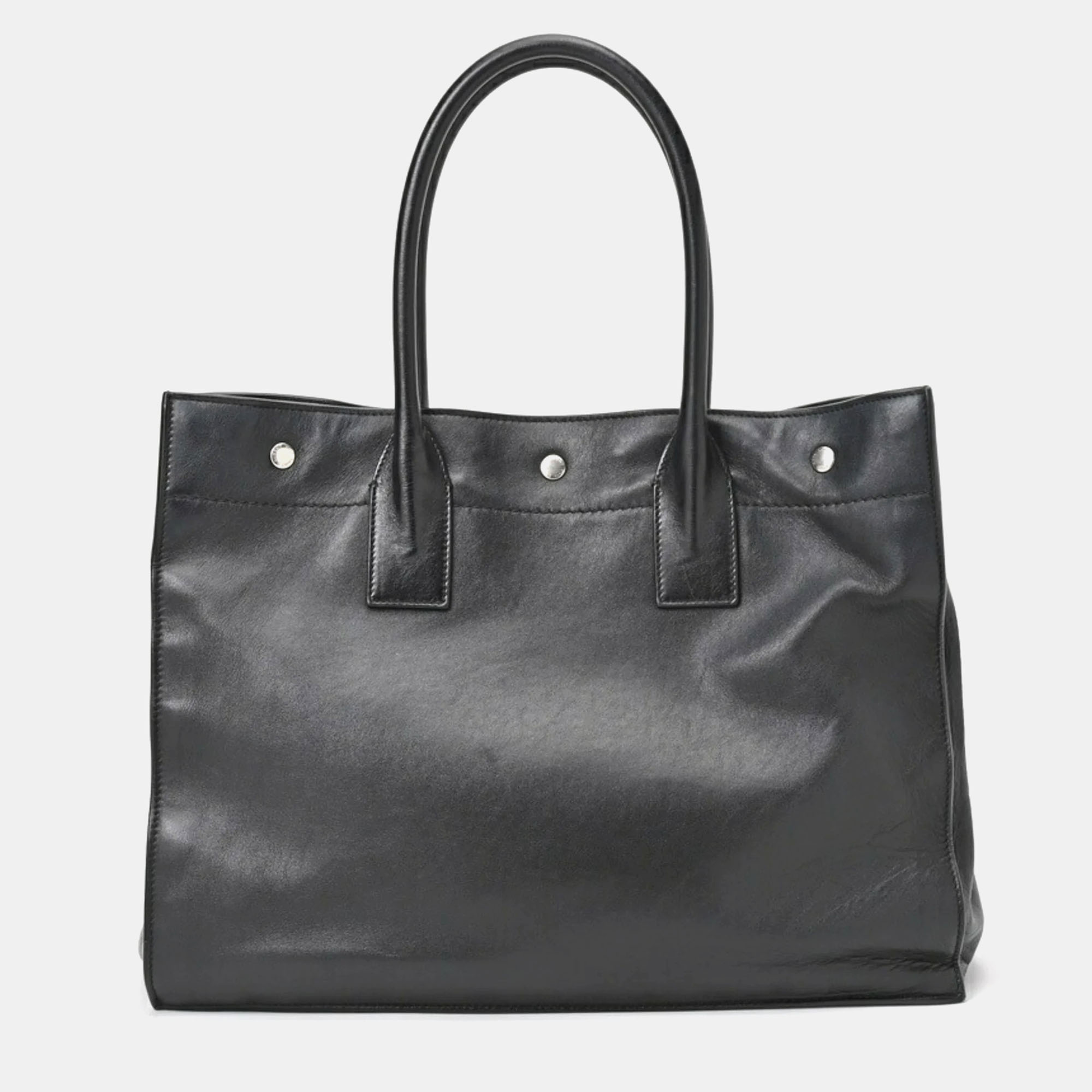 

Saint Laurent Paris Black Leather Rive Gauche Tote Bag