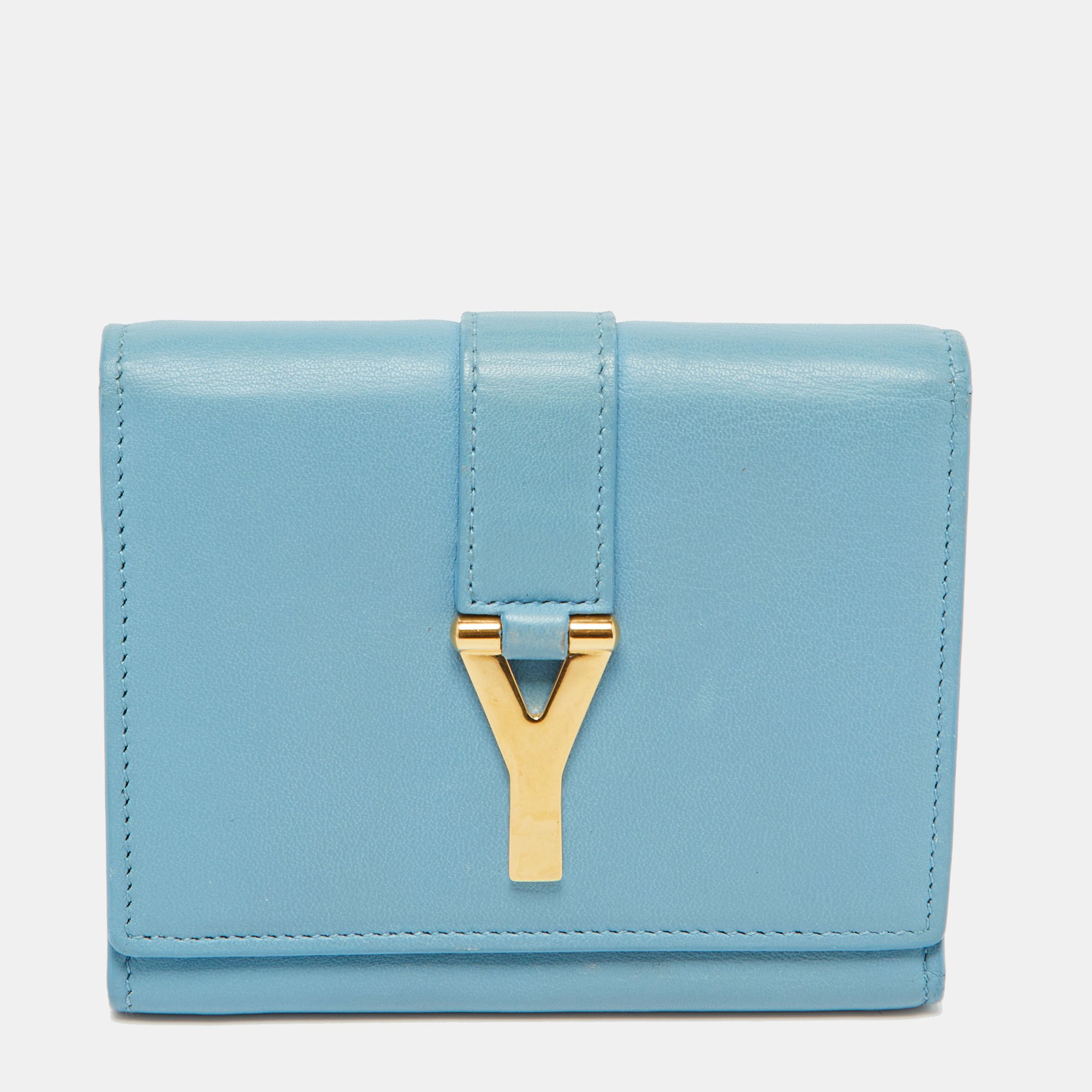 

Saint Laurent Blue Leather Chyc Compact Wallet