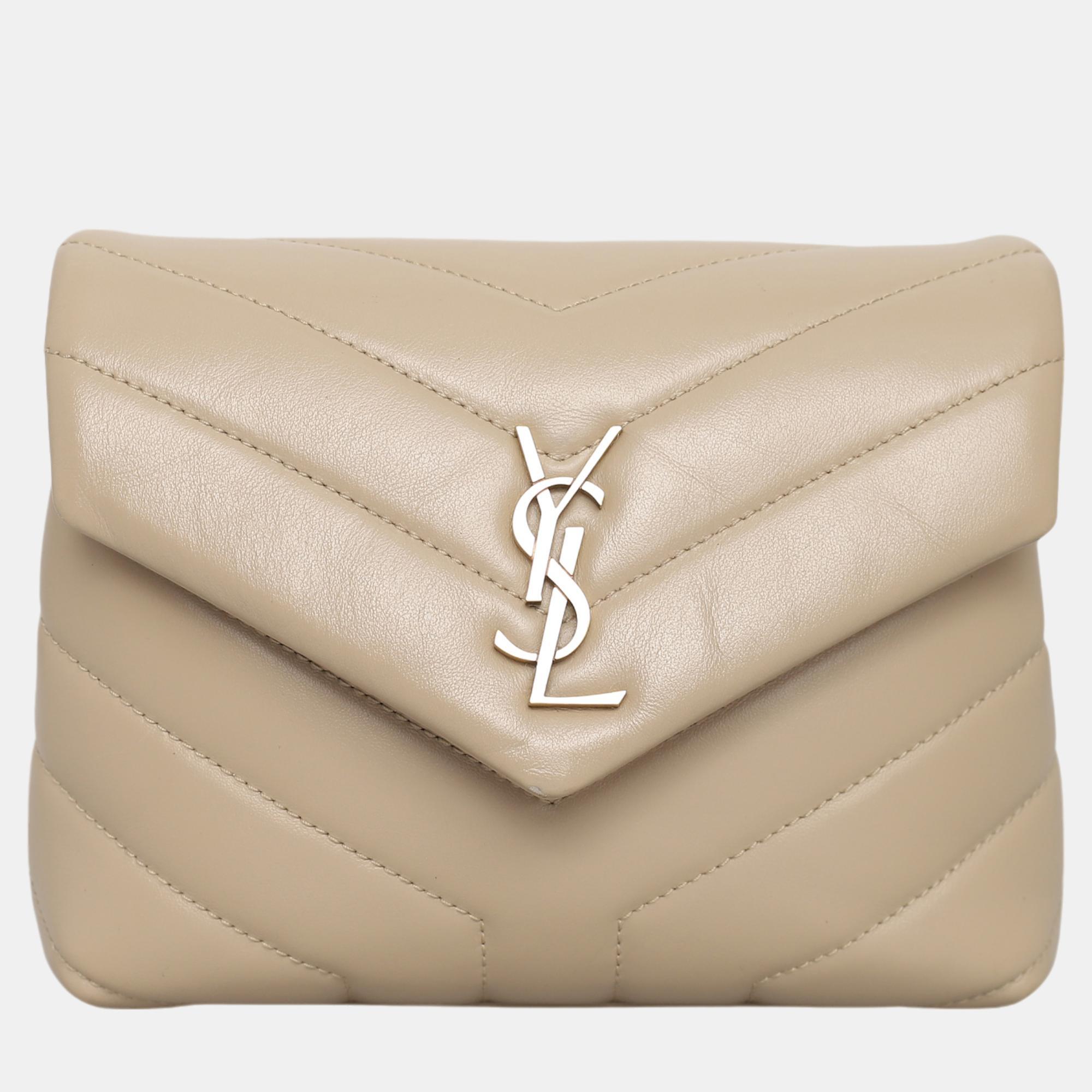 Pre-owned Saint Laurent Loulou Toy Bag In Beige