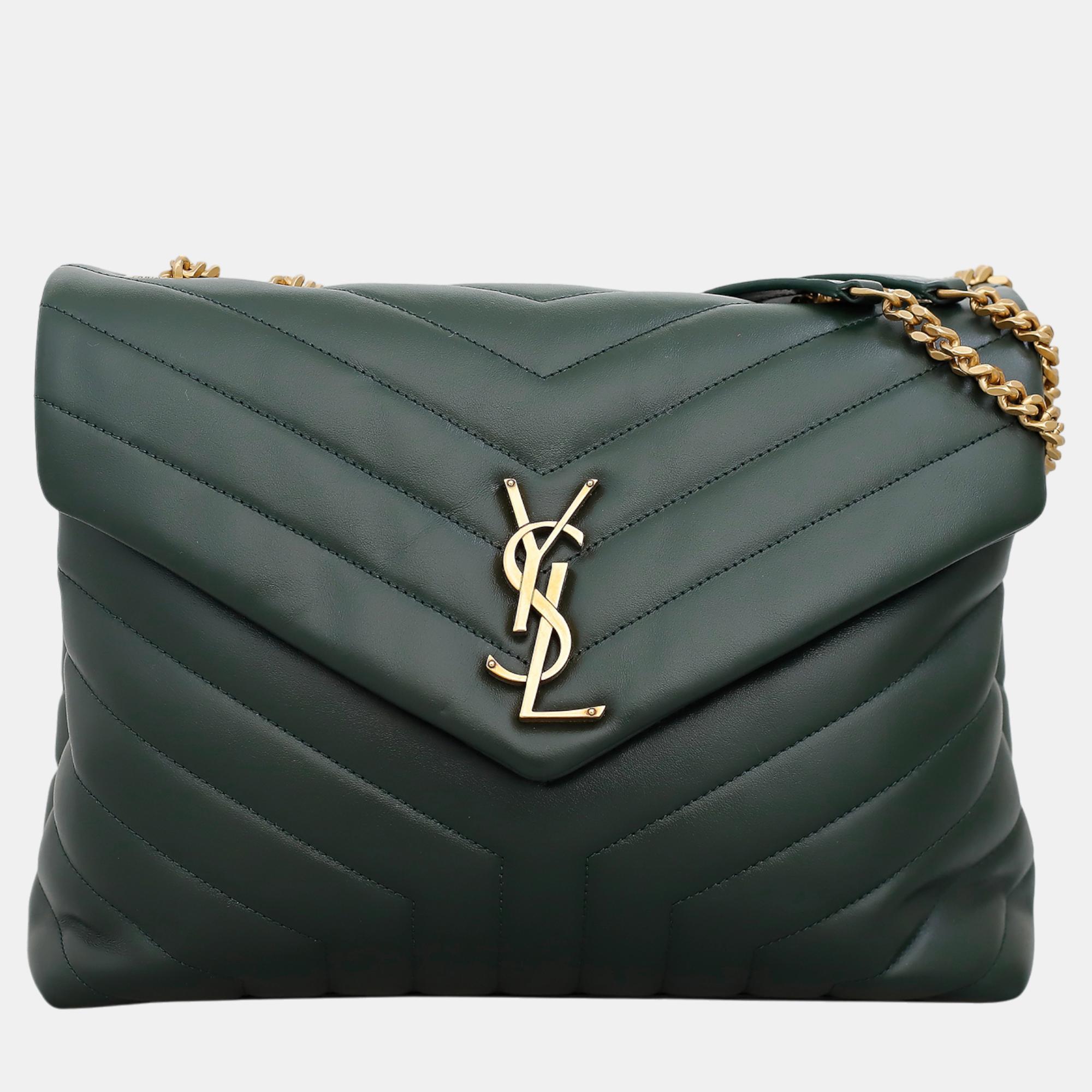 

Saint Laurent Paris Green Leather Medium Loulou Bag