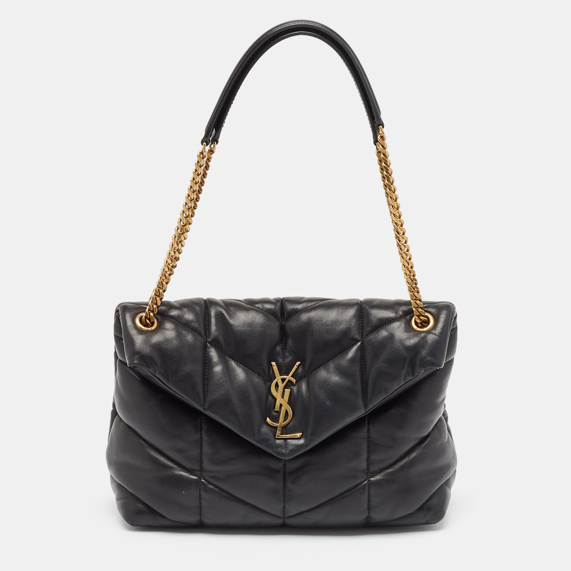 

Saint Laurent Black Puffer Leather  Loulou Shoulder Bag