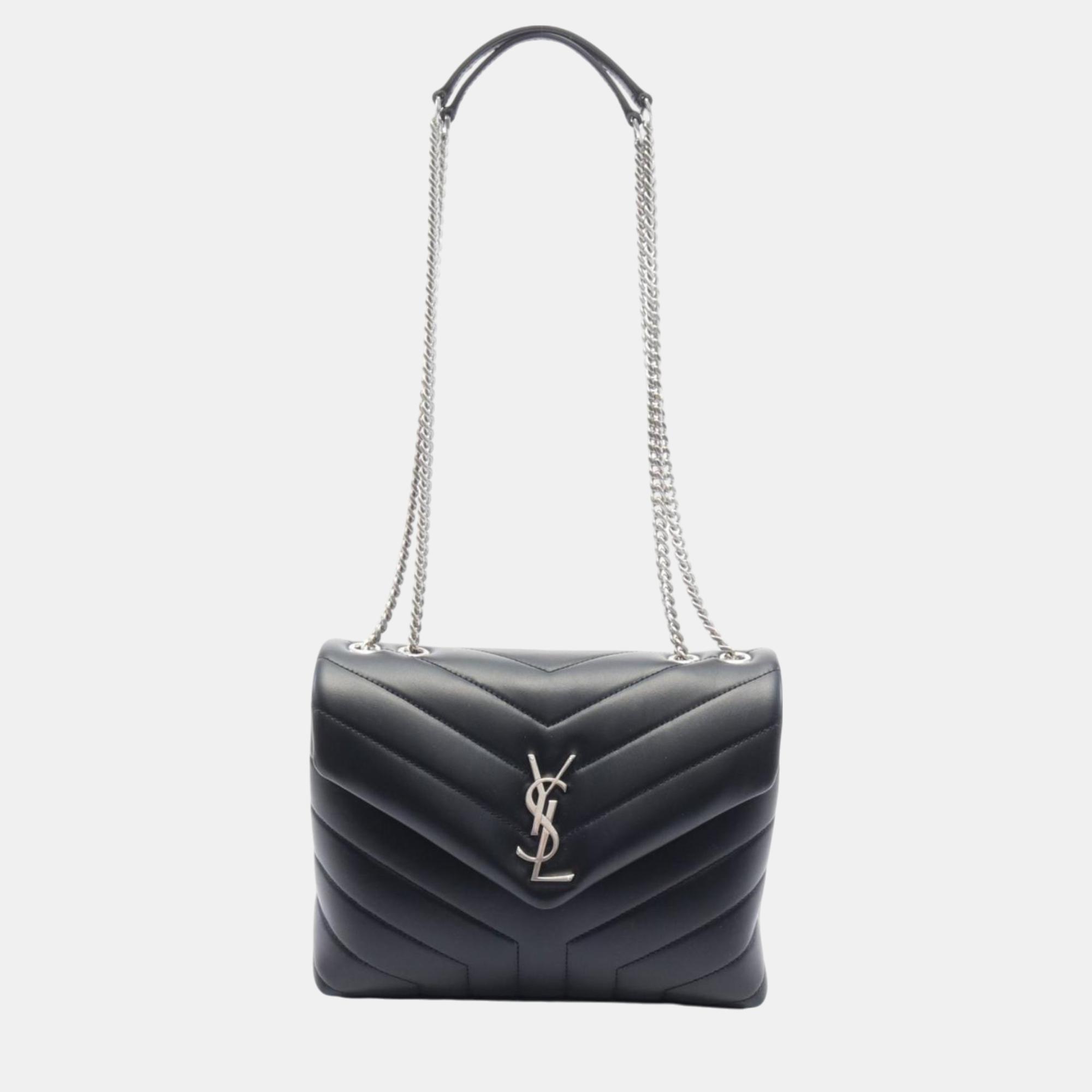 

Saint Laurent Cassandra Leather Black Shoulder Bag