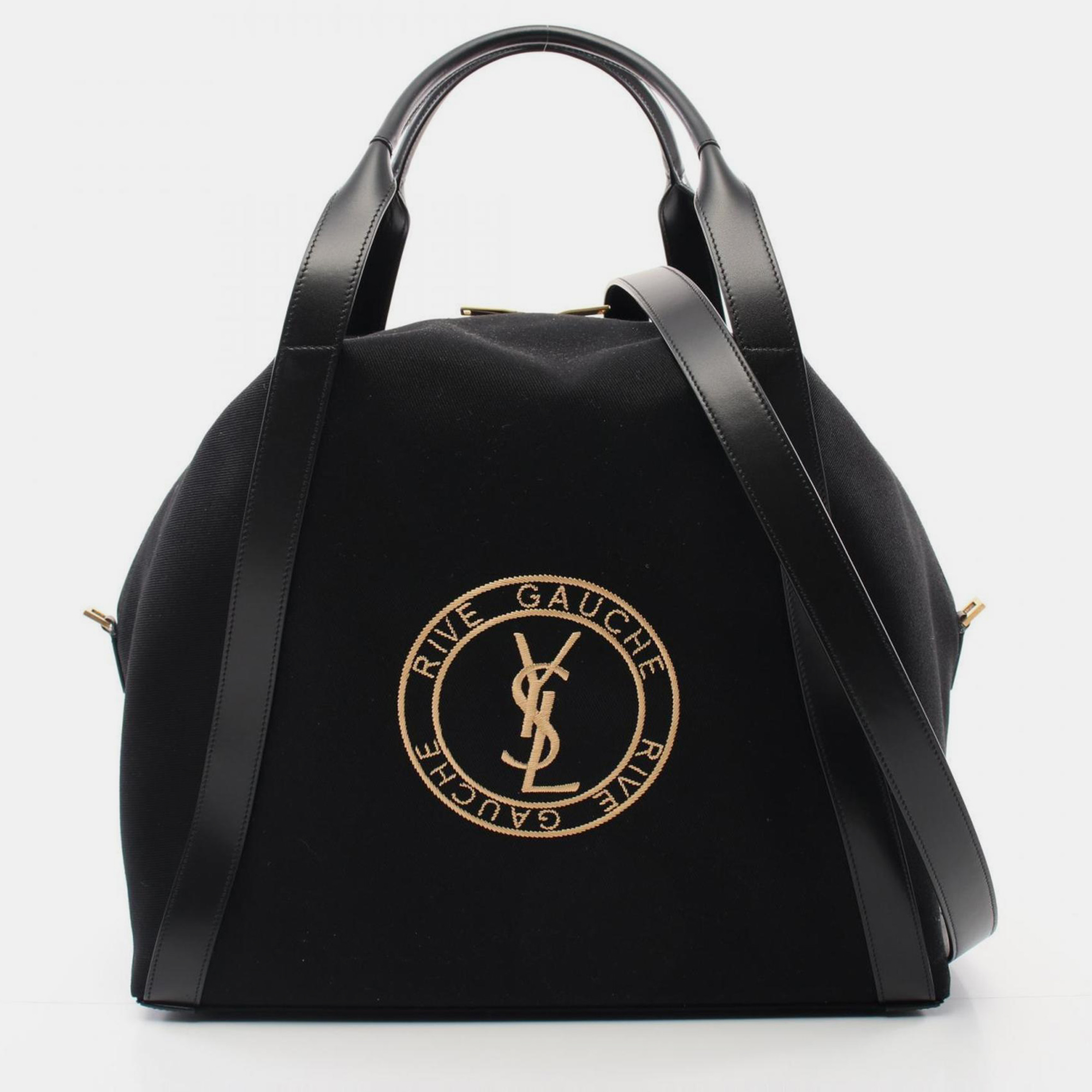 

Saint Laurent Rive Gauche Canvas Leather Black Tote Bag