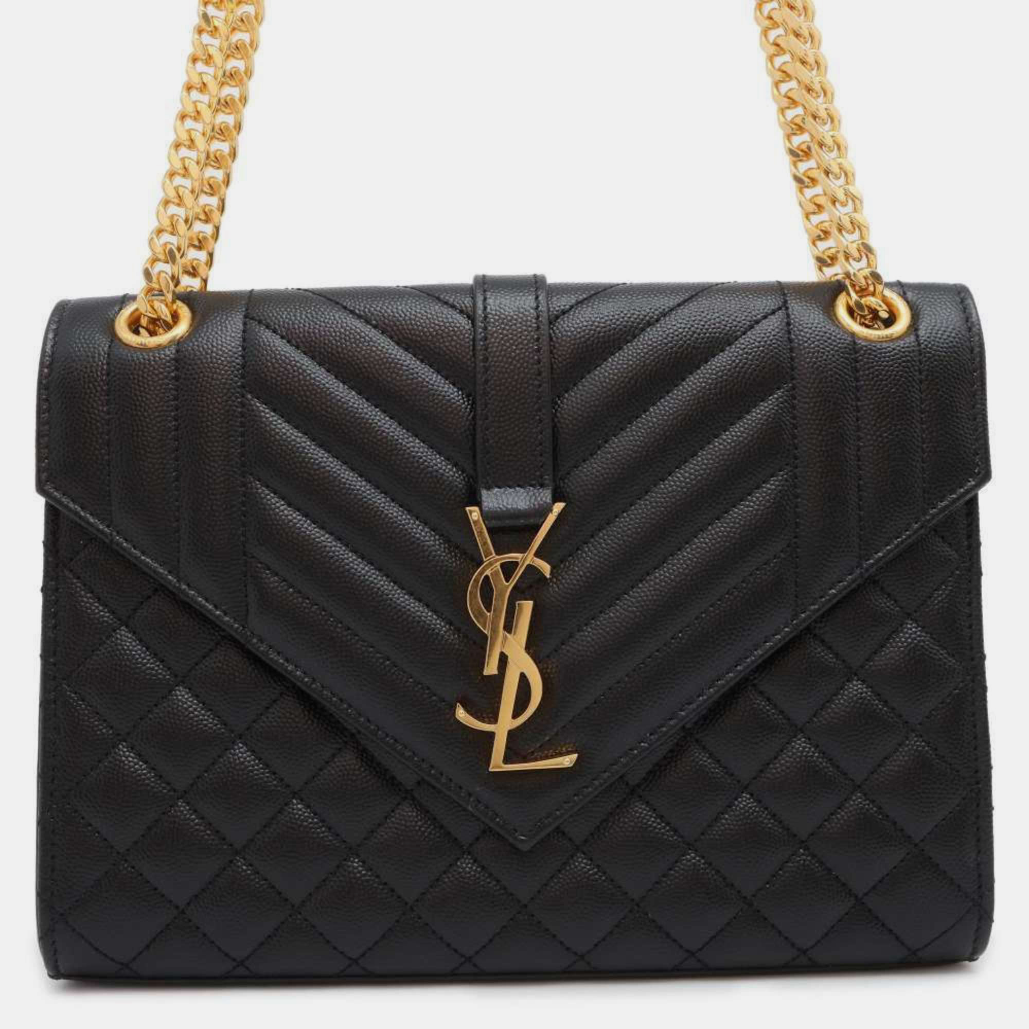 

Yves Saint Laurent Envelope Medium Black Chain Shoulder Bag