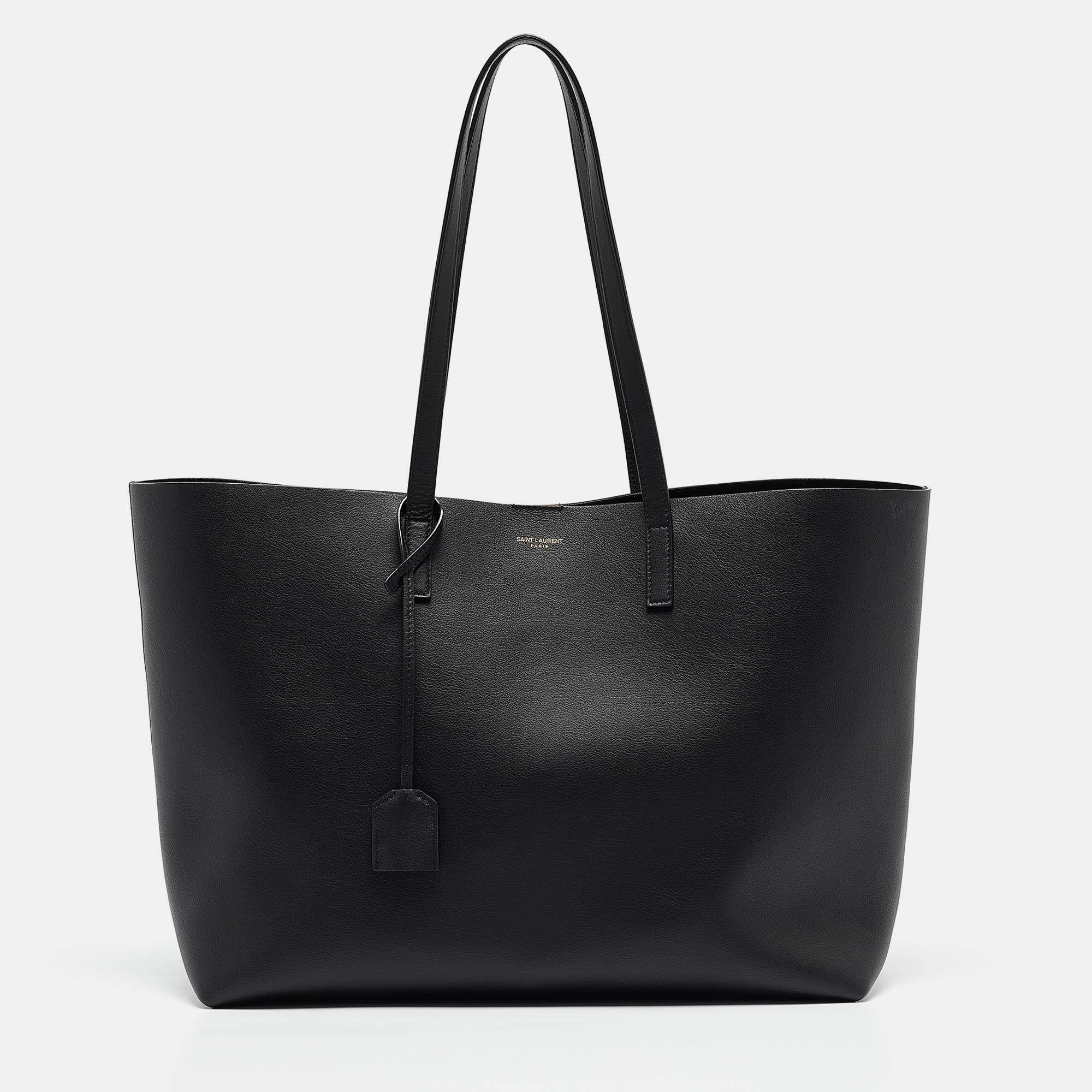 

Saint Laurent Black Leather  East West Shopper Tote