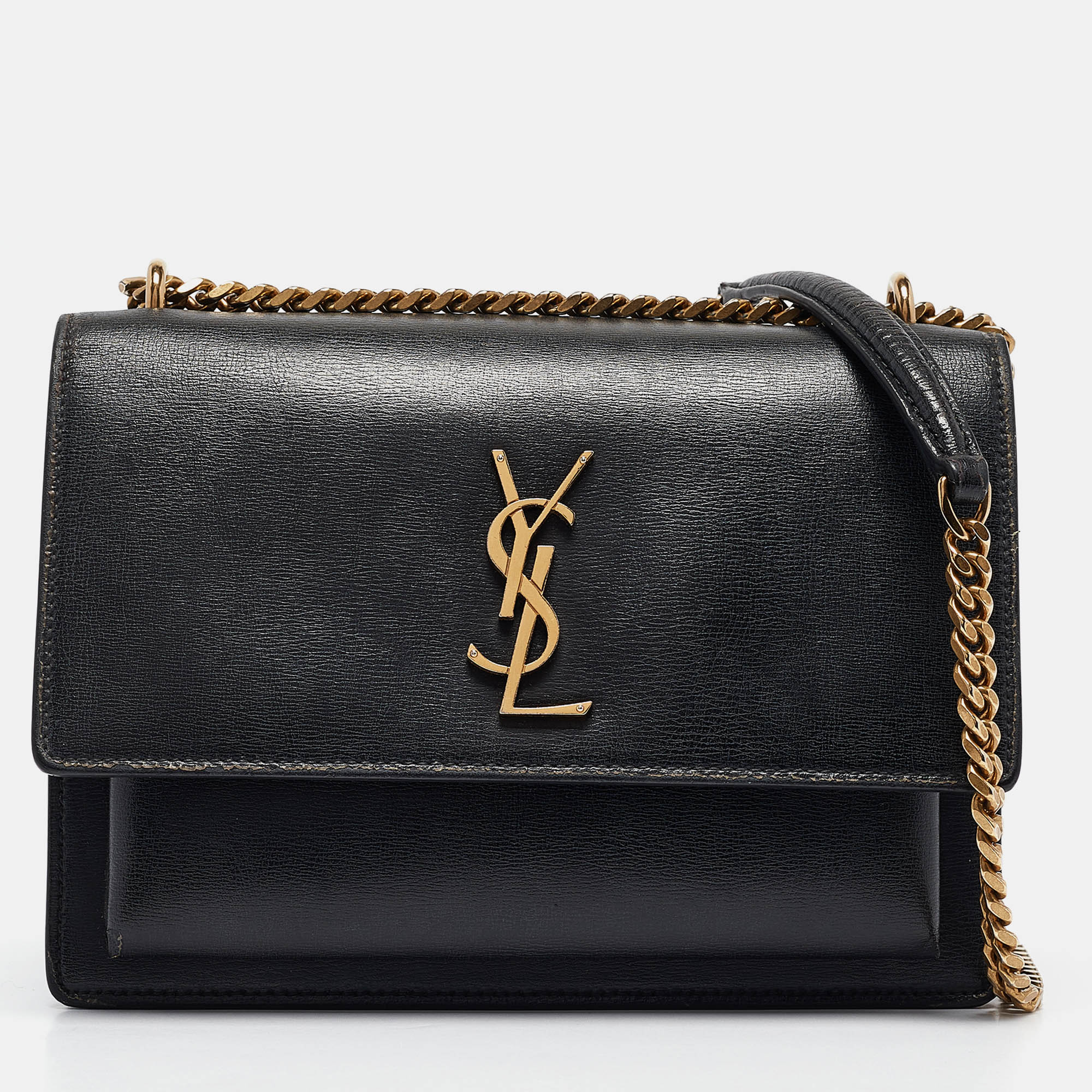 

Saint Laurent Black Leather  Sunset Chain Shoulder Bag