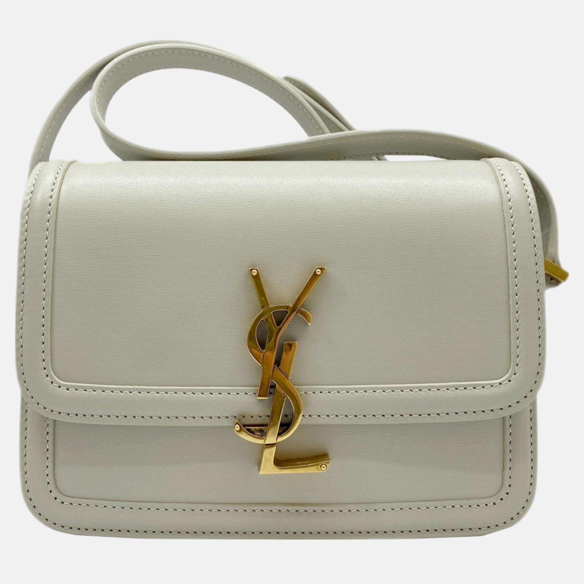 

Saint Laurent Solferino Small Light Green Calf Leather Shoulder Bag, White