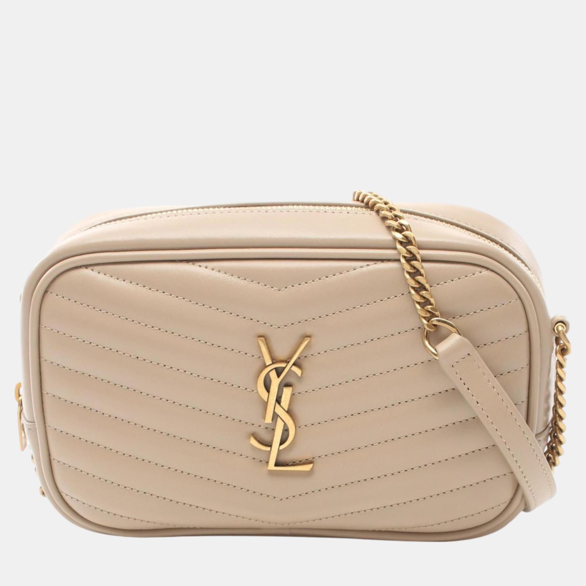 Pre-owned Saint Laurent Leather Beige Lou Shoulder Bag