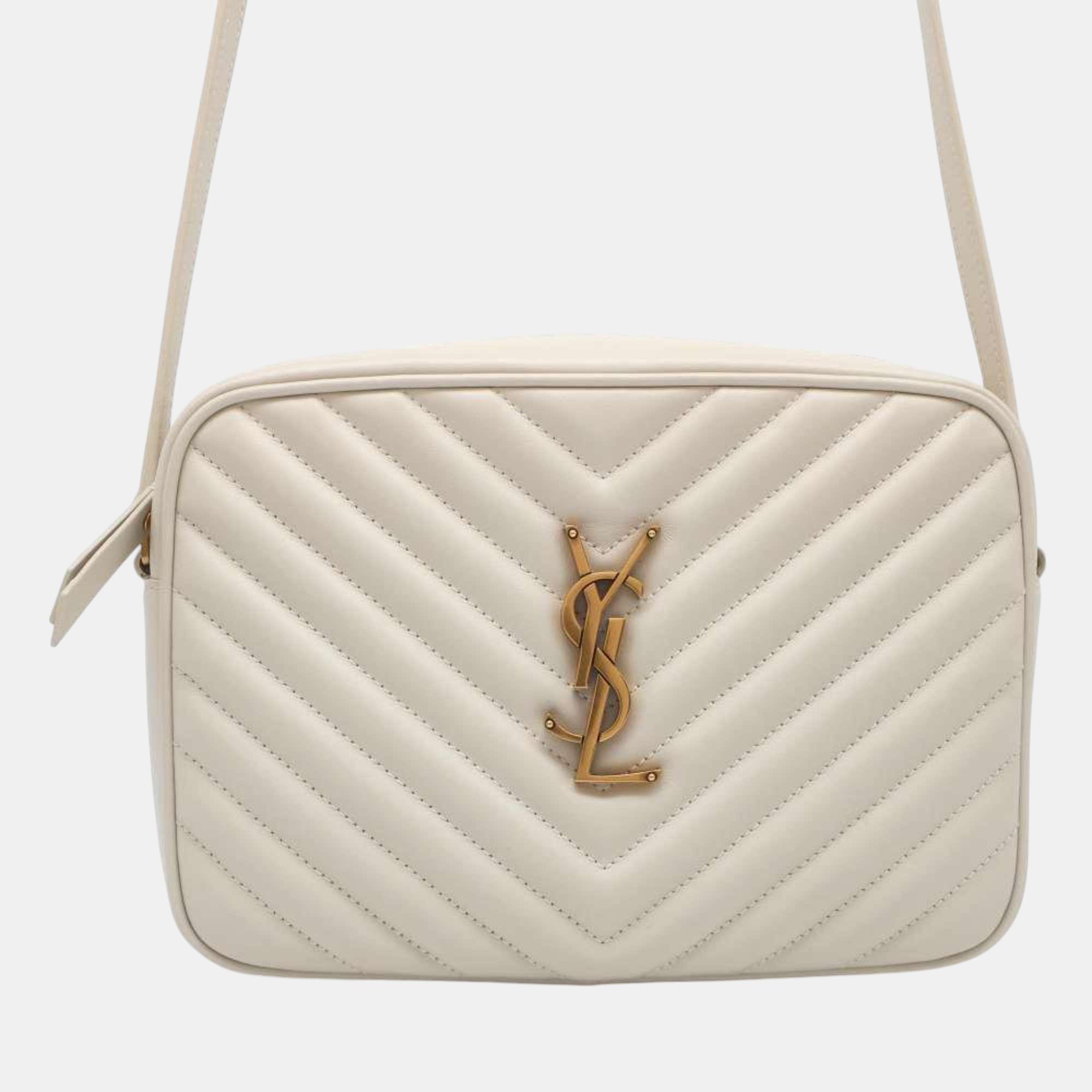 

Saint Laurent Lou Leather Shoulder Bag, White