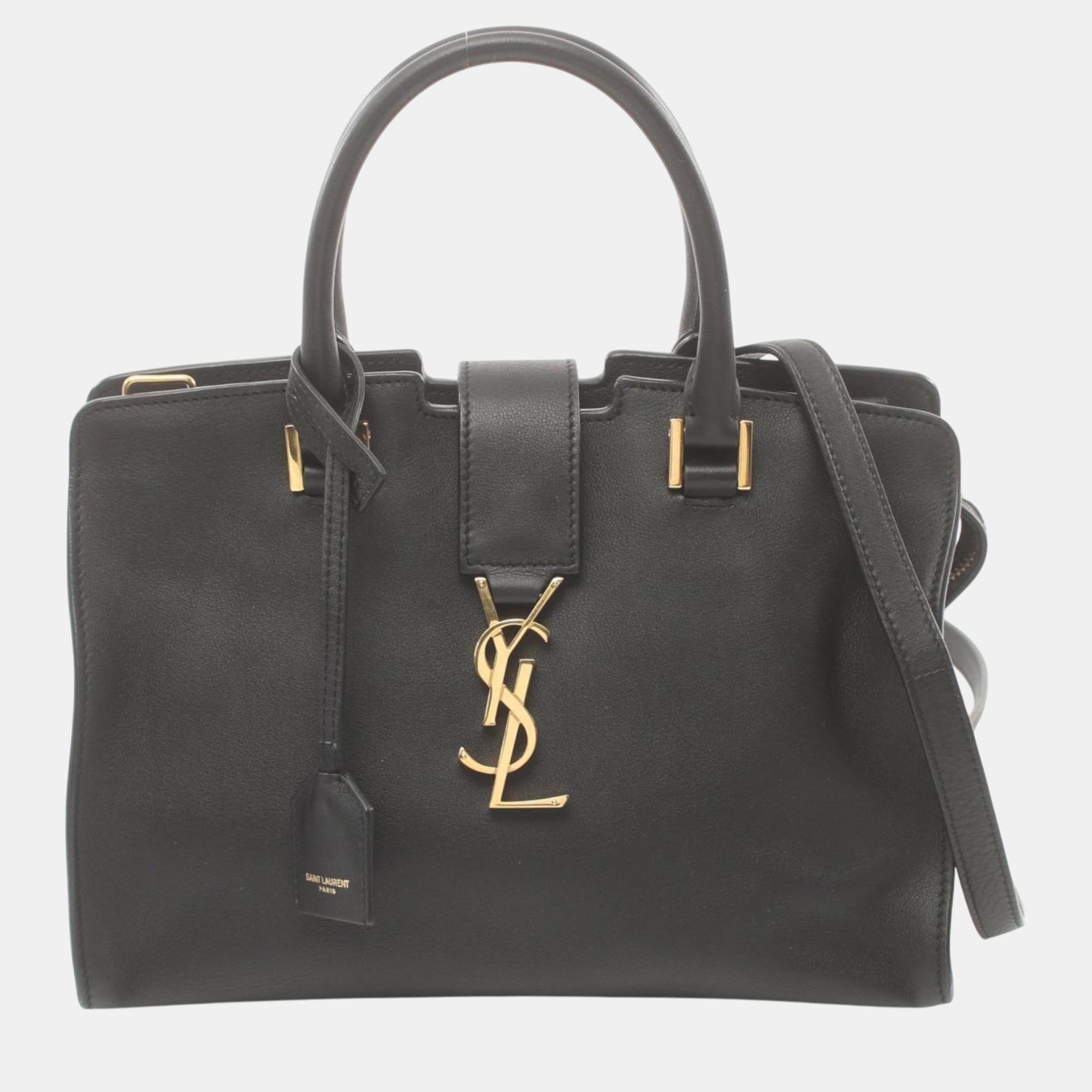 

Saint Laurent Baby Cabas Leather Black YSL Line Handbag