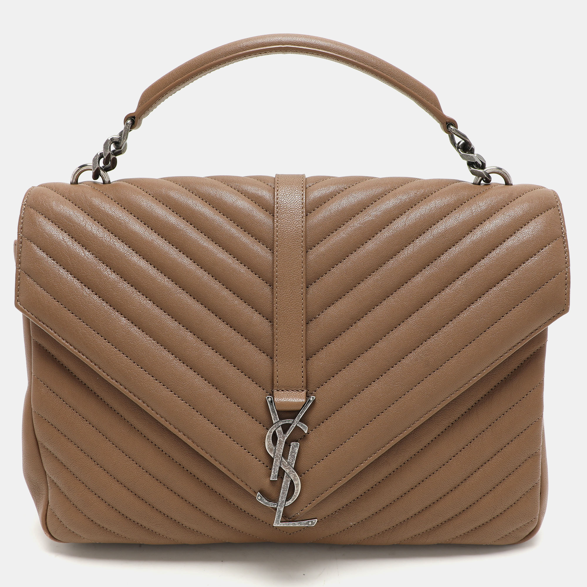 

Saint Laurent Beige Matelassé Leather  College Top Handle Bag