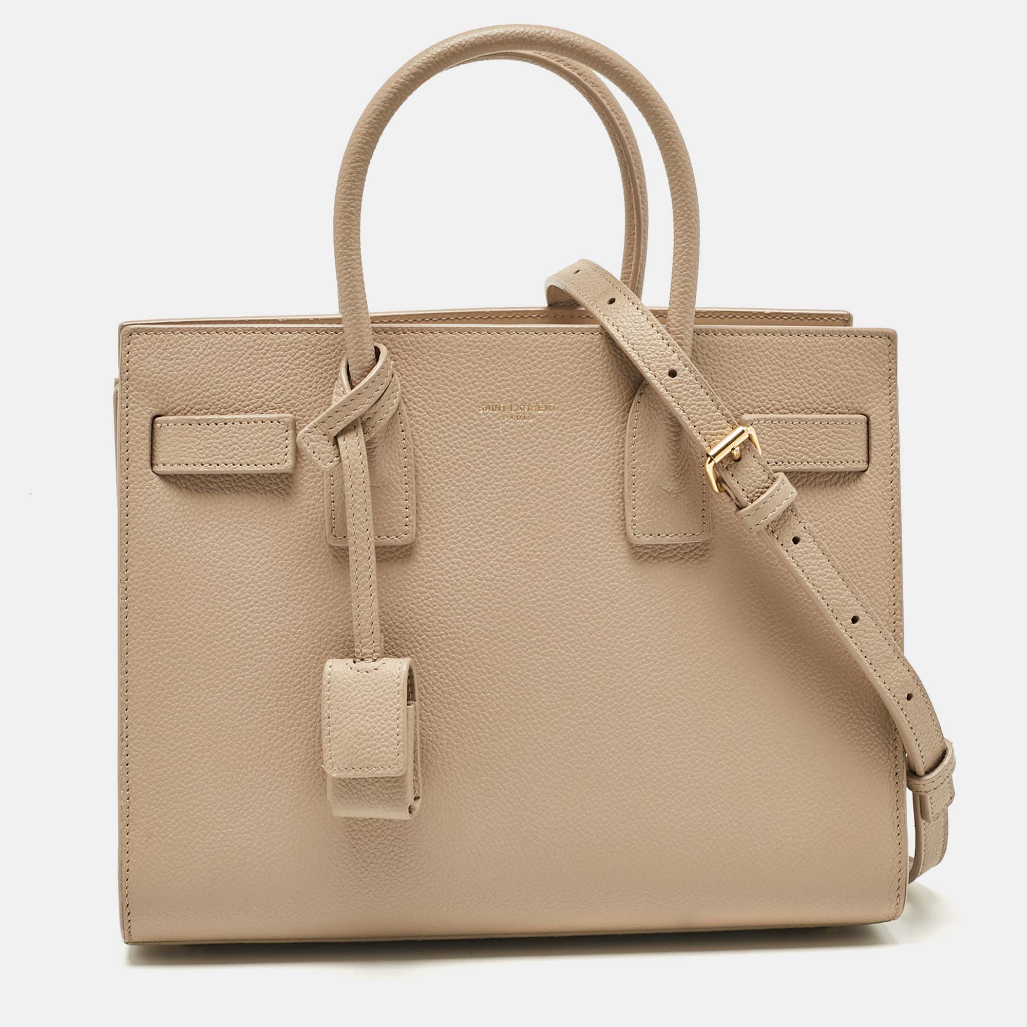 

Saint Laurent Beige Leather Baby Classic Sac De Jour Tote