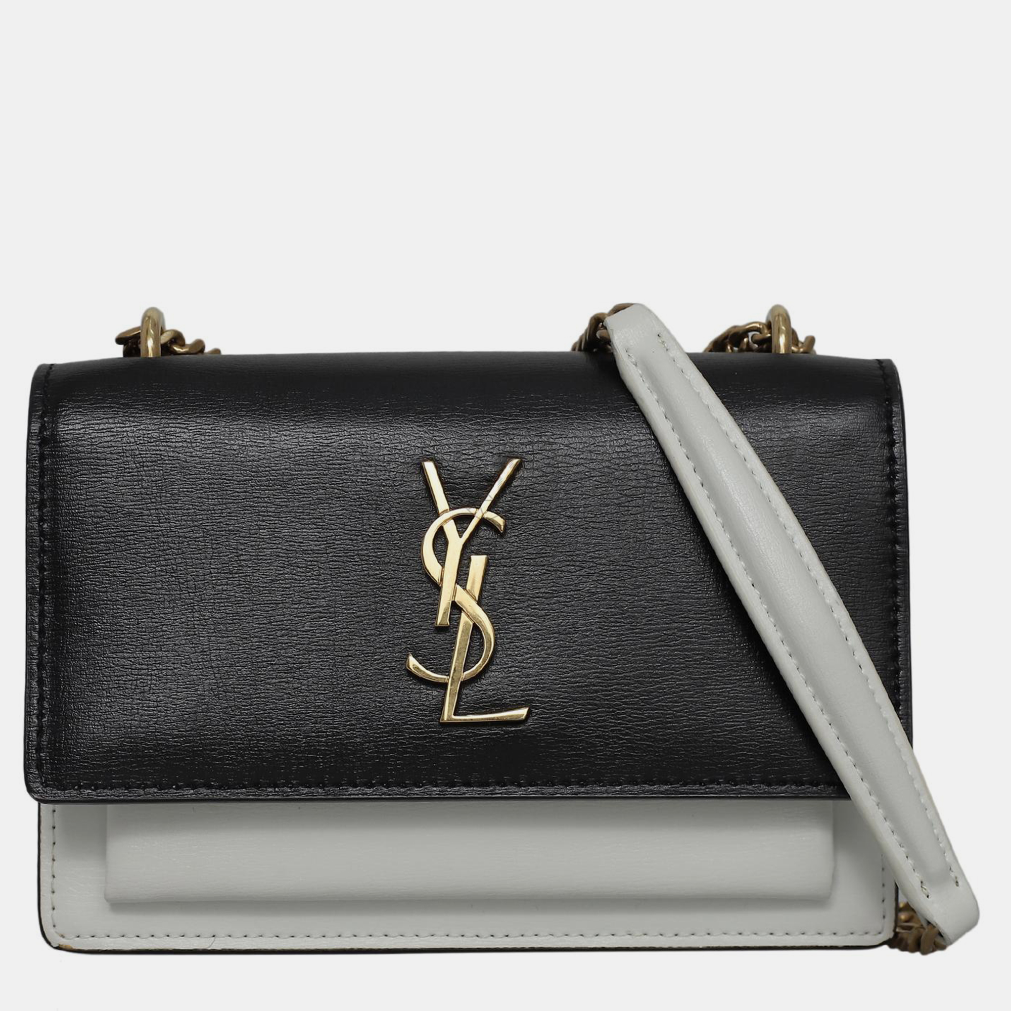 

Saint Laurent Two Tone Mini Sunset Chain Shoulder Bag, Black