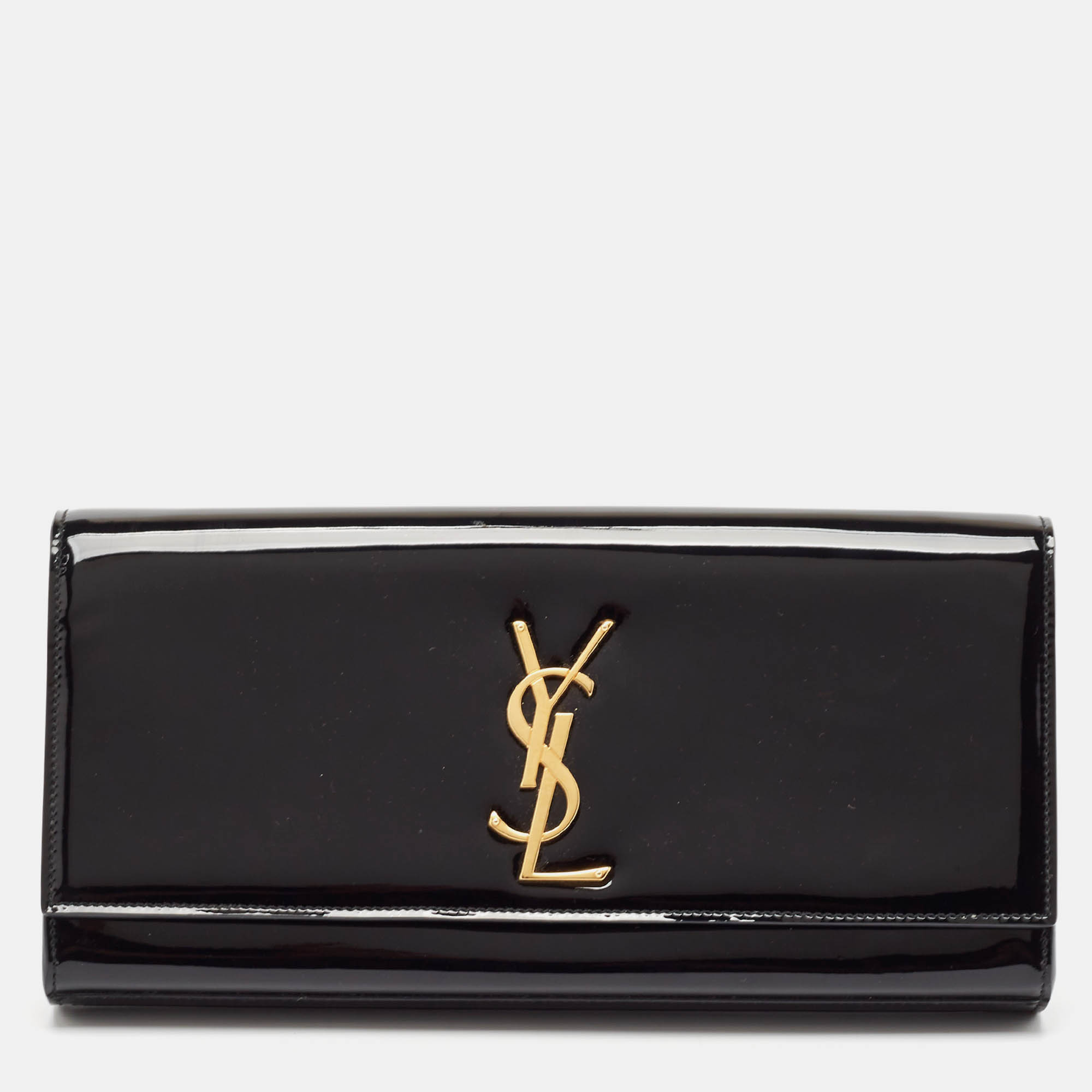 

Saint Laurent Black Patent Leather Cassandre Clutch