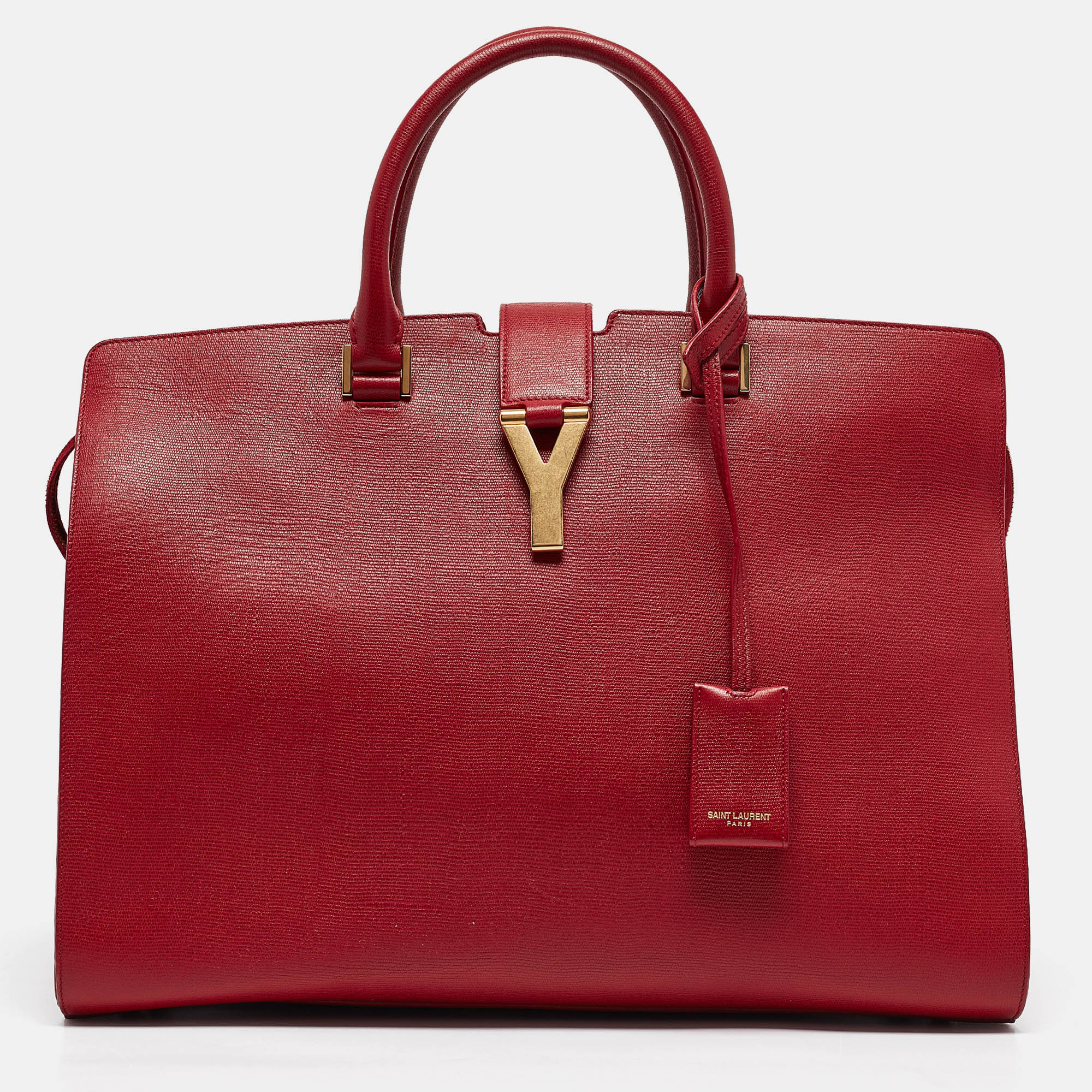 

Saint Laurent Red Leather Large Y Cabas Chyc Tote