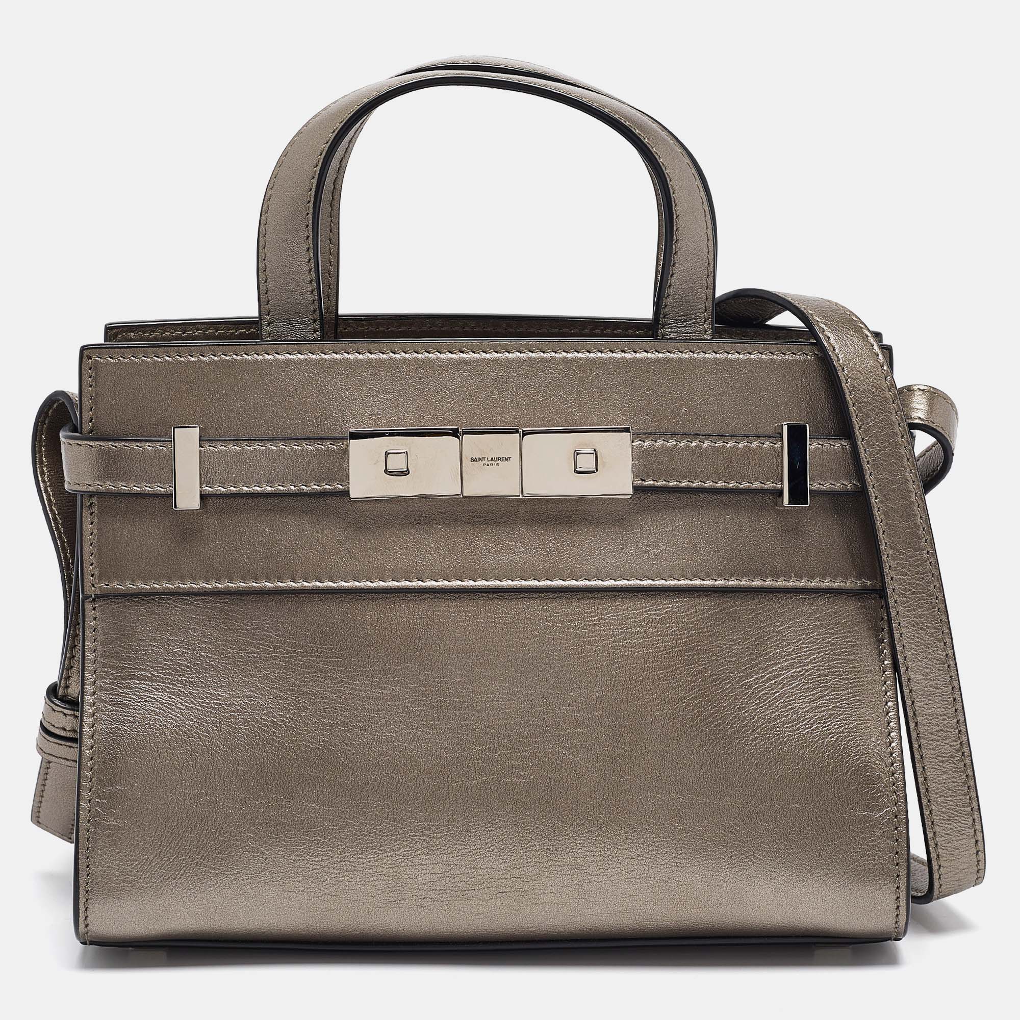 

Saint Laurent Metallic Leather Nano Manhattan Tote