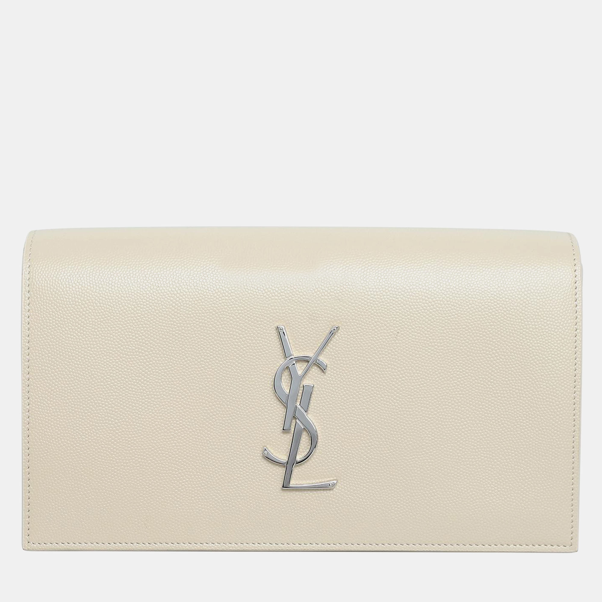 

Saint Laurent Monogram Clutch, Cream