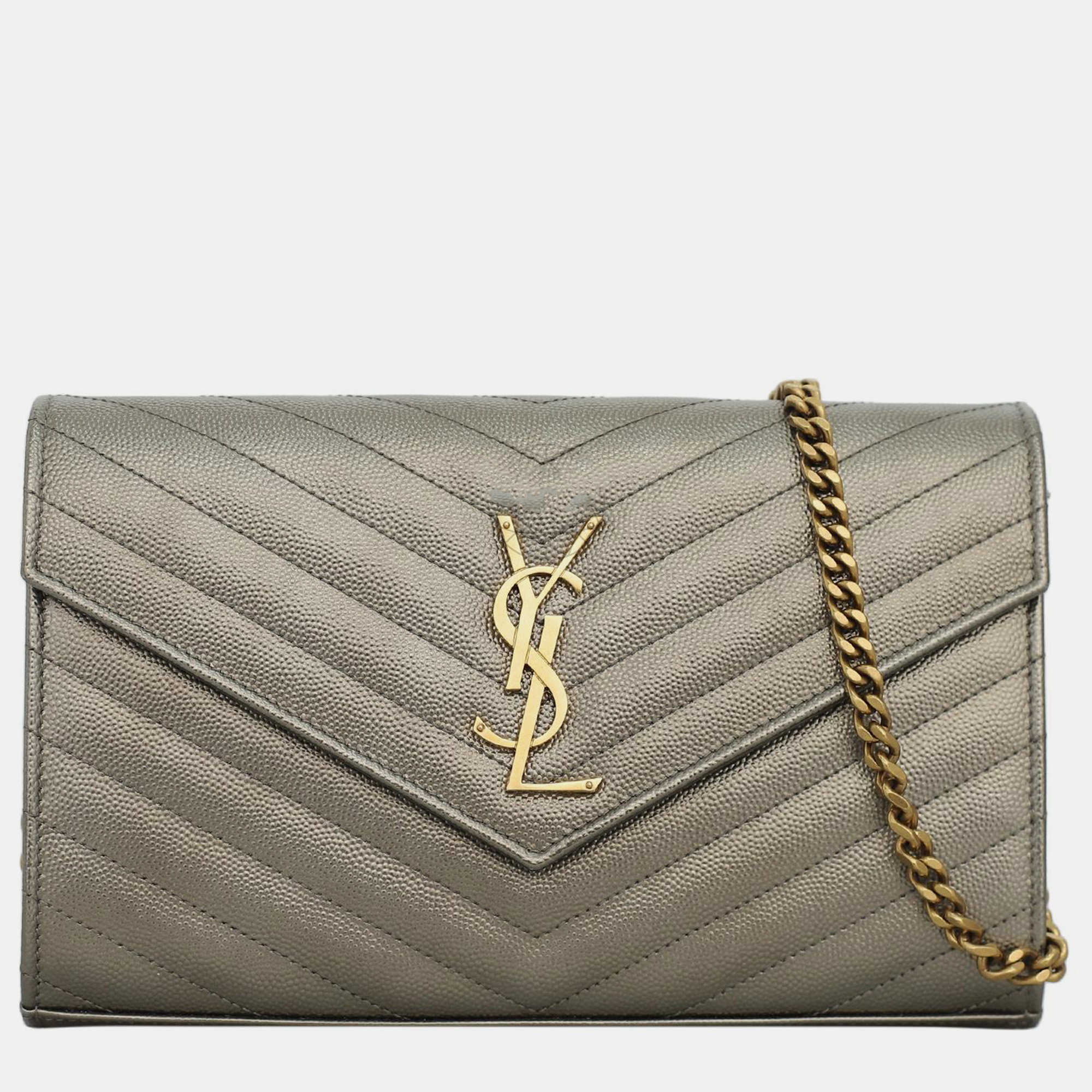 

Saint Laurent Wallet on Chain Monogram Bag, Grey