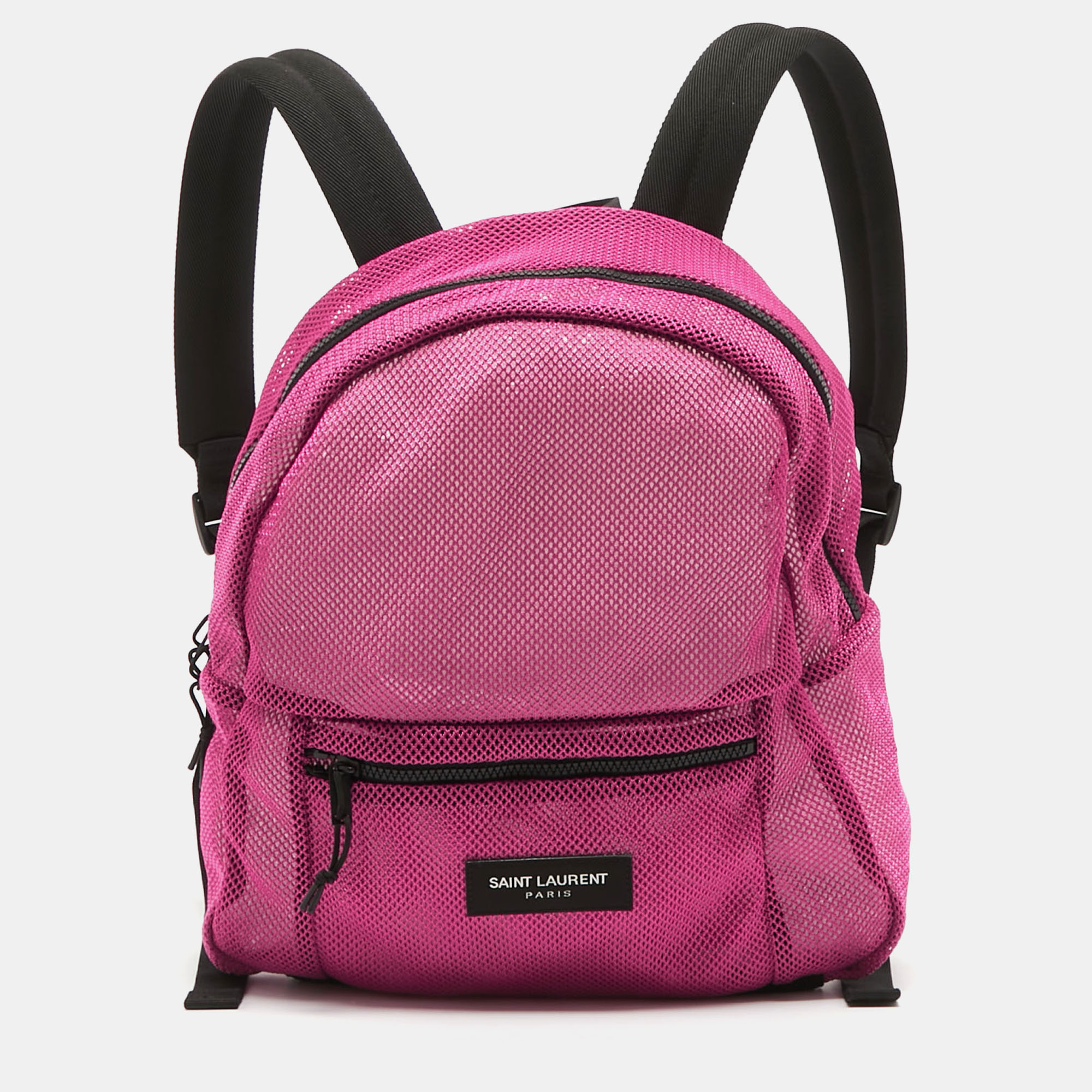 

Saint Laurent Magenta Mesh Nylon Backpack, Pink