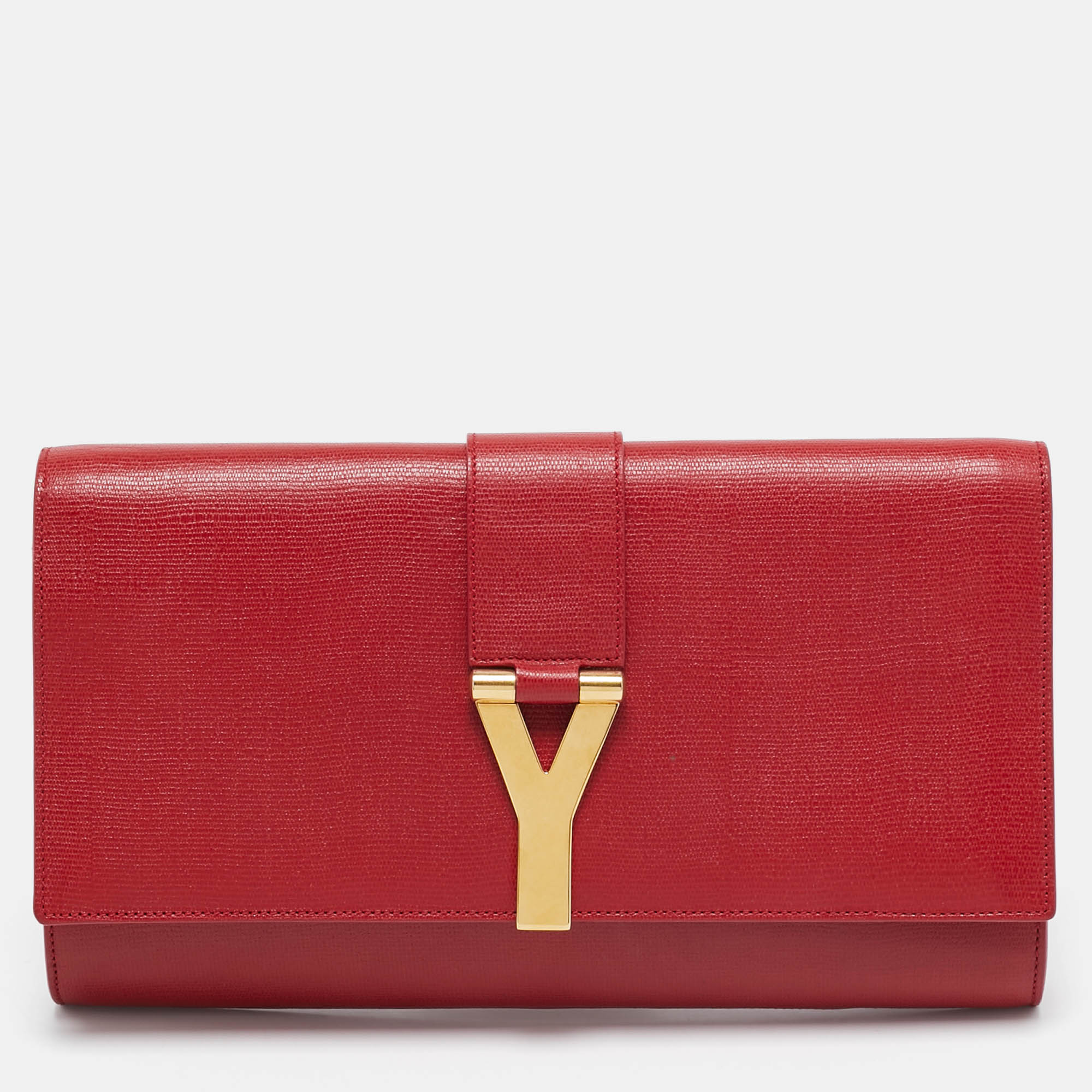 

Saint Laurent Red Leather Ligne Y Clutch