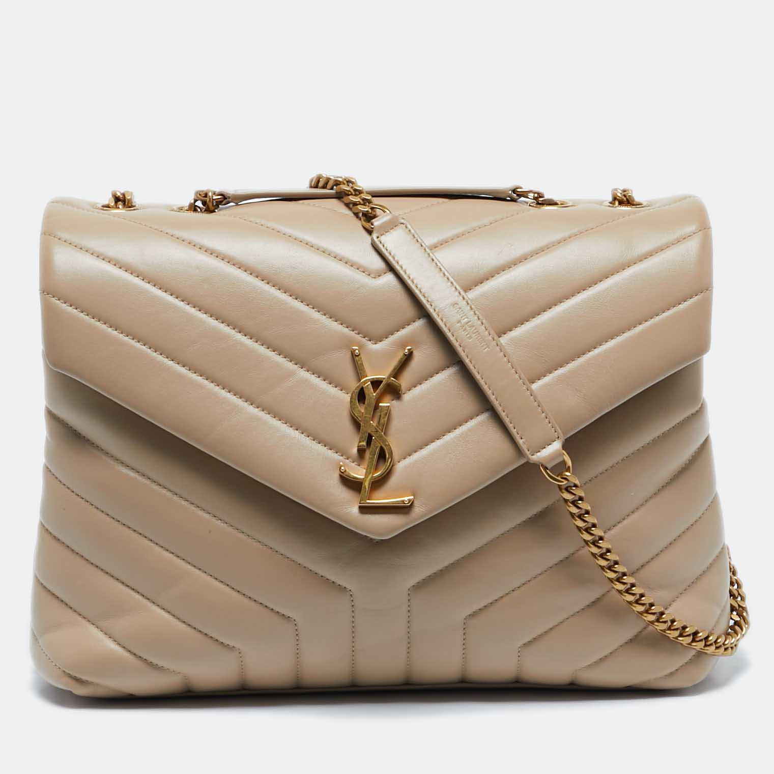 

Saint Laurent Beige Matelassé Leather  LouLou Shoulder Bag