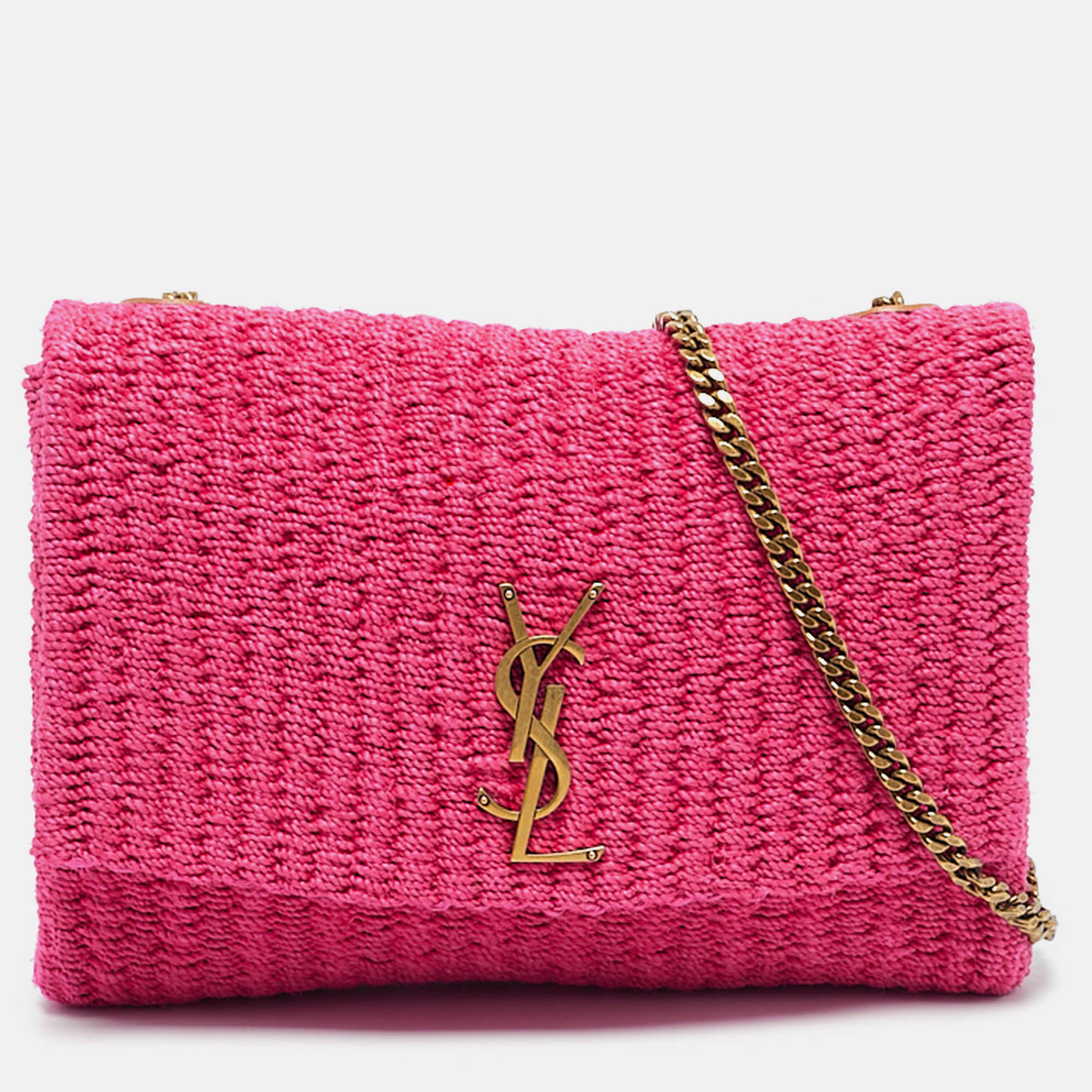 

Saint Laurent Pink Raffia Jamie Shoulder Bag