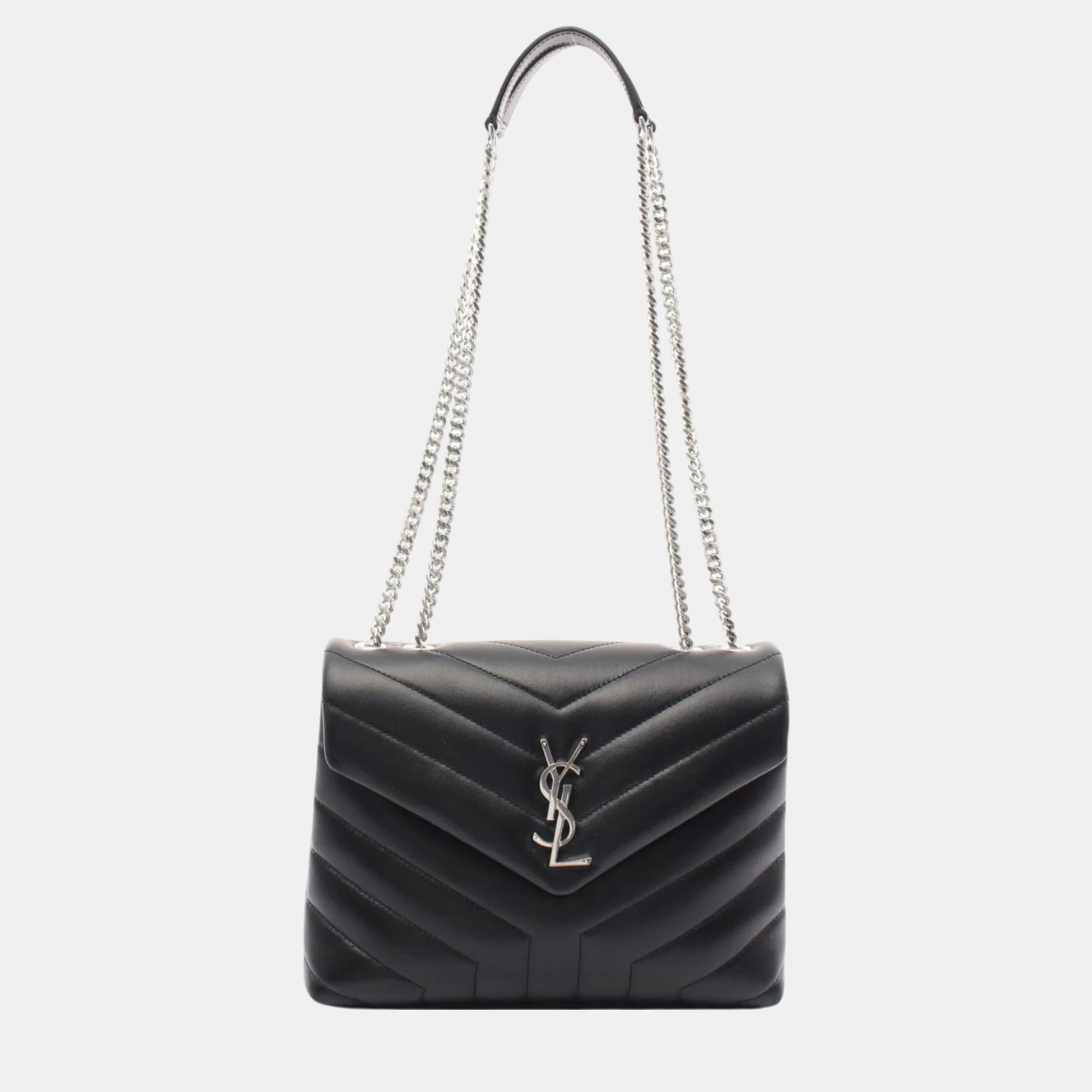 

Saint Laurent Black Leather Cassandra Shoulder Bag