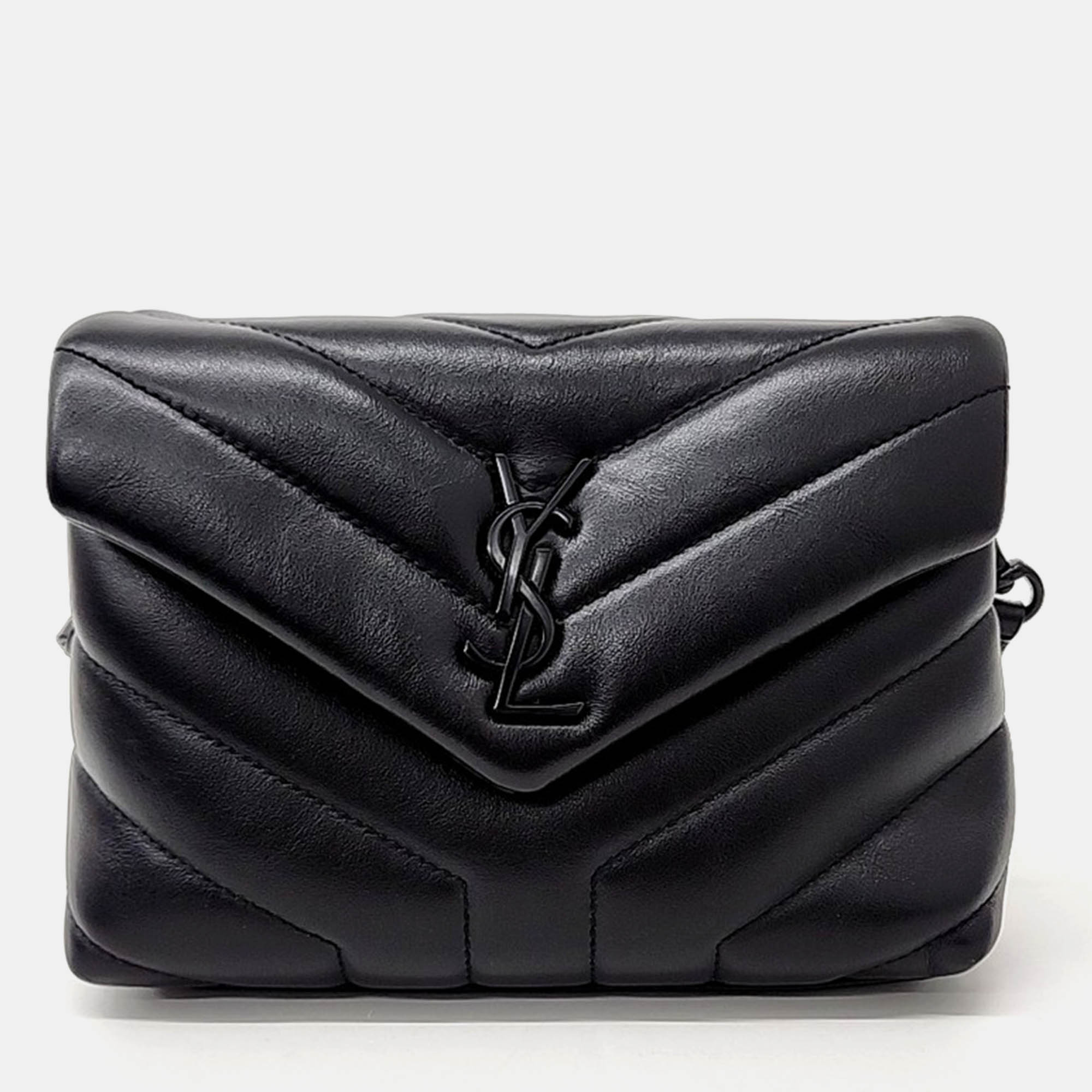 

Saint Laurent Paris Black Leather Saint Laurent Paris Monogram Lulu Toy Crossbody Bag