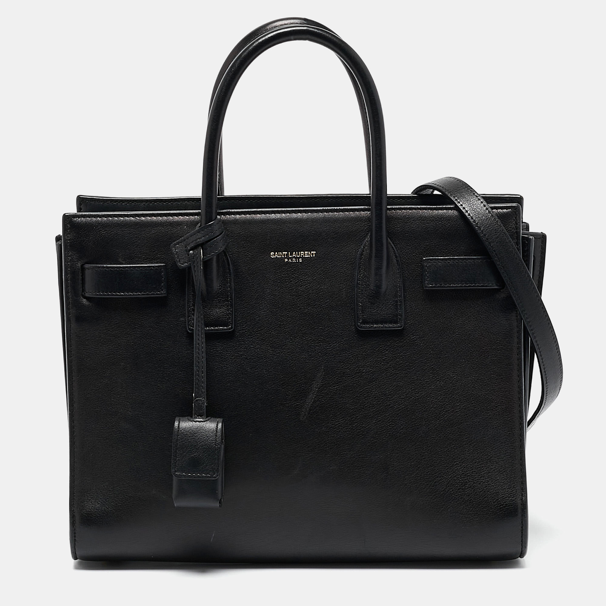 

Saint Laurent Black Leather Baby Classic Sac De Jour Tote