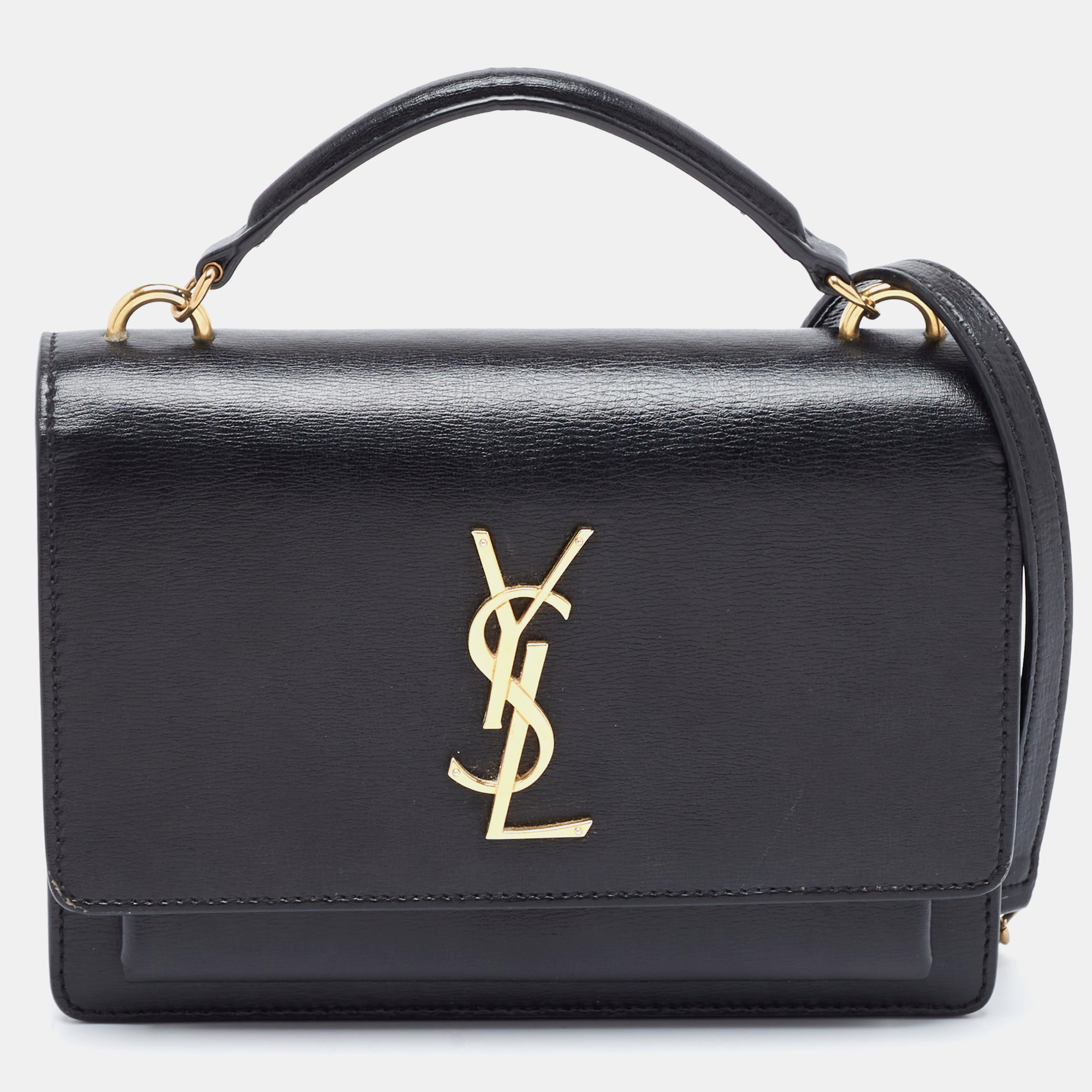 

Saint Laurent Black Leather Small Sunset Top Handle Bag