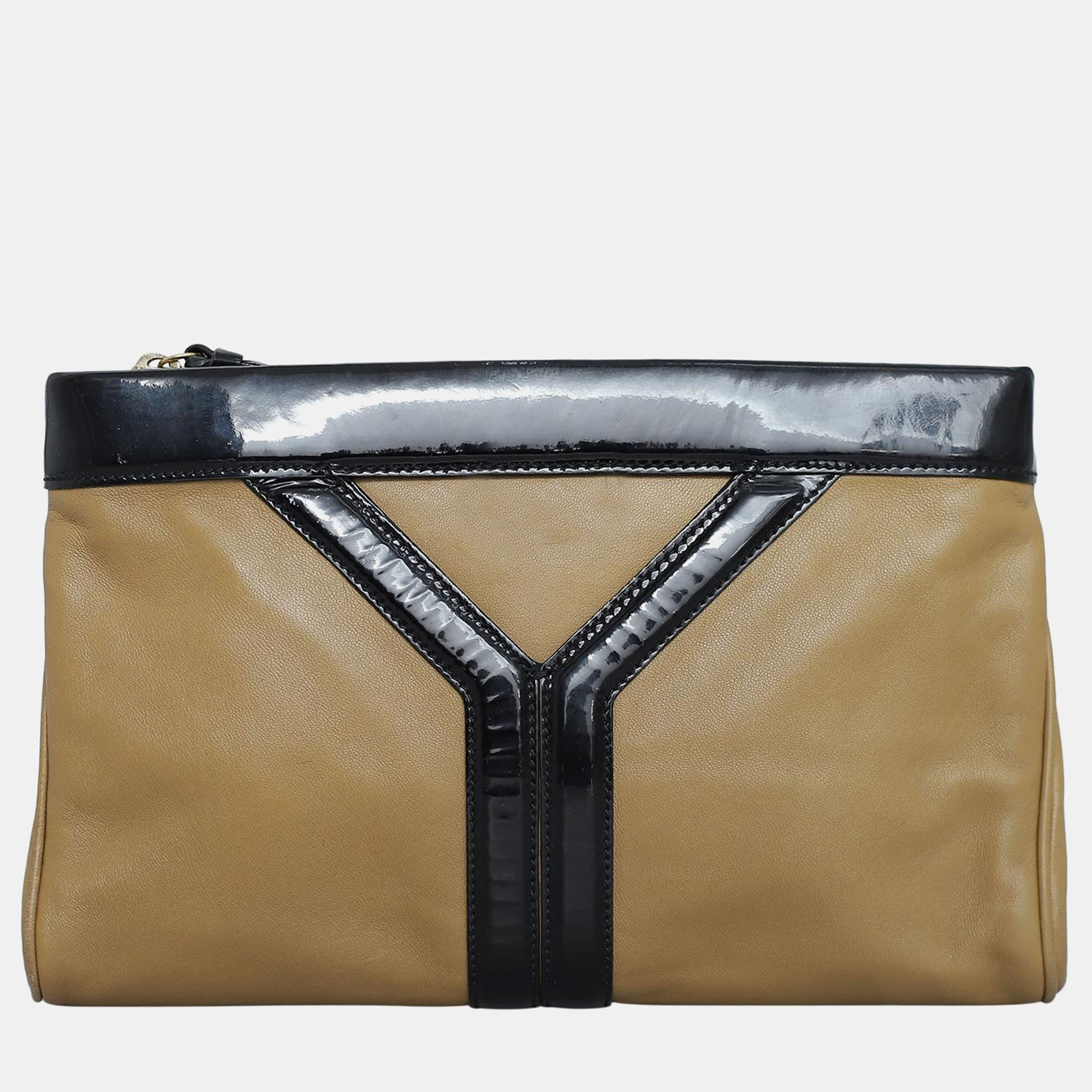 

Saint Laurent Mix Patent Leather Clutch, Black