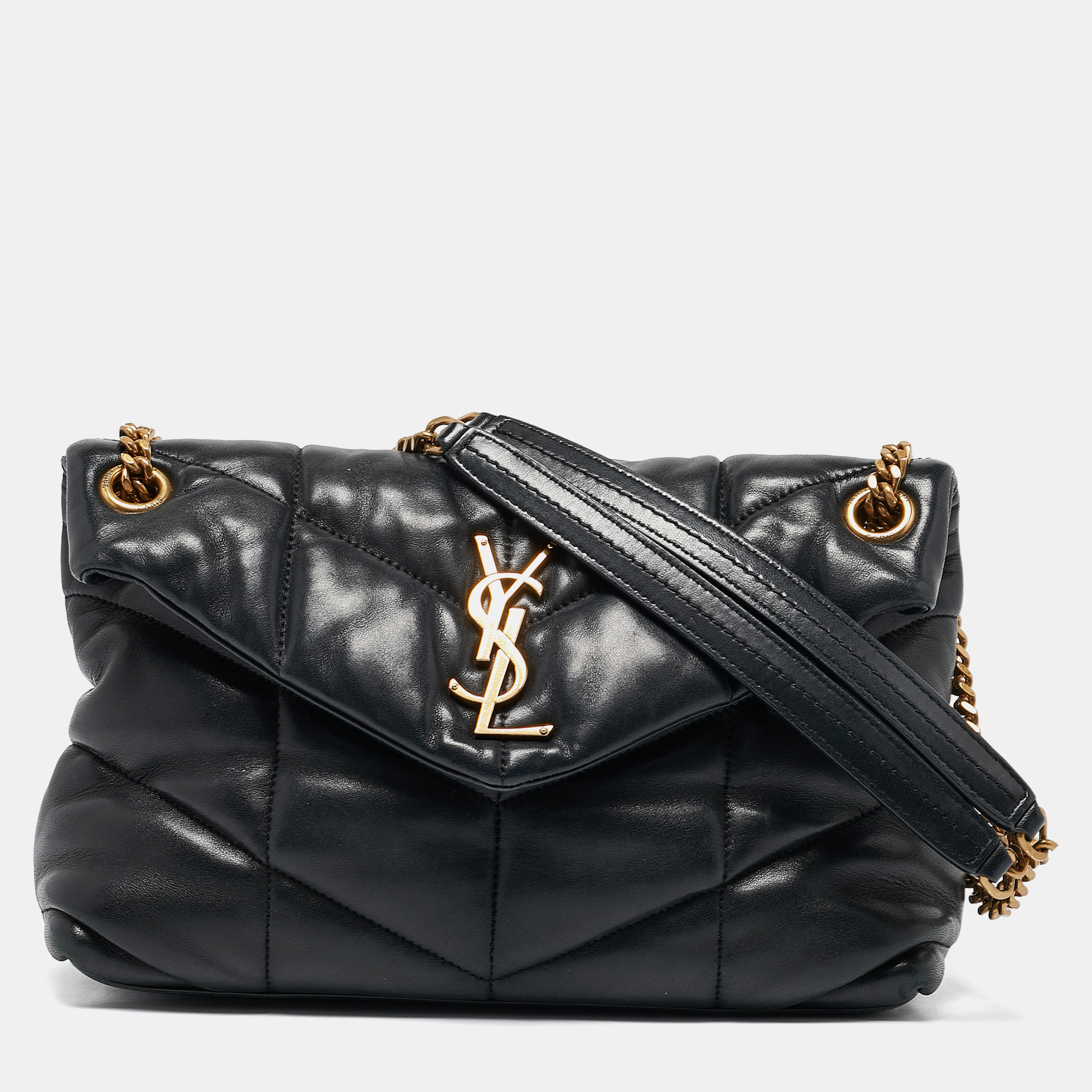 

Saint Laurent Black Quilted Leather  Puffer Chain Shoulder Bag