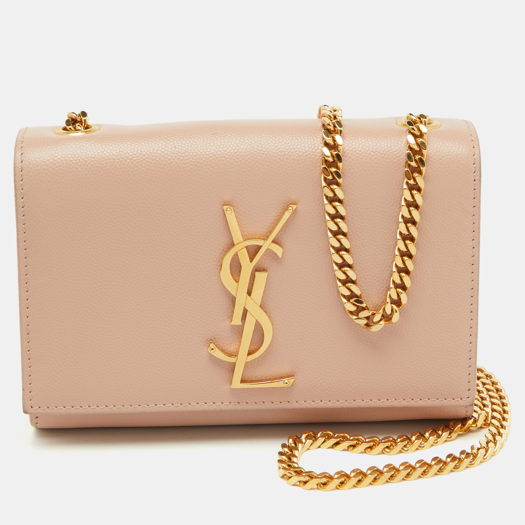 

Saint Laurent Poudre Beige Grain Leather Small Kate Shoulder Bag