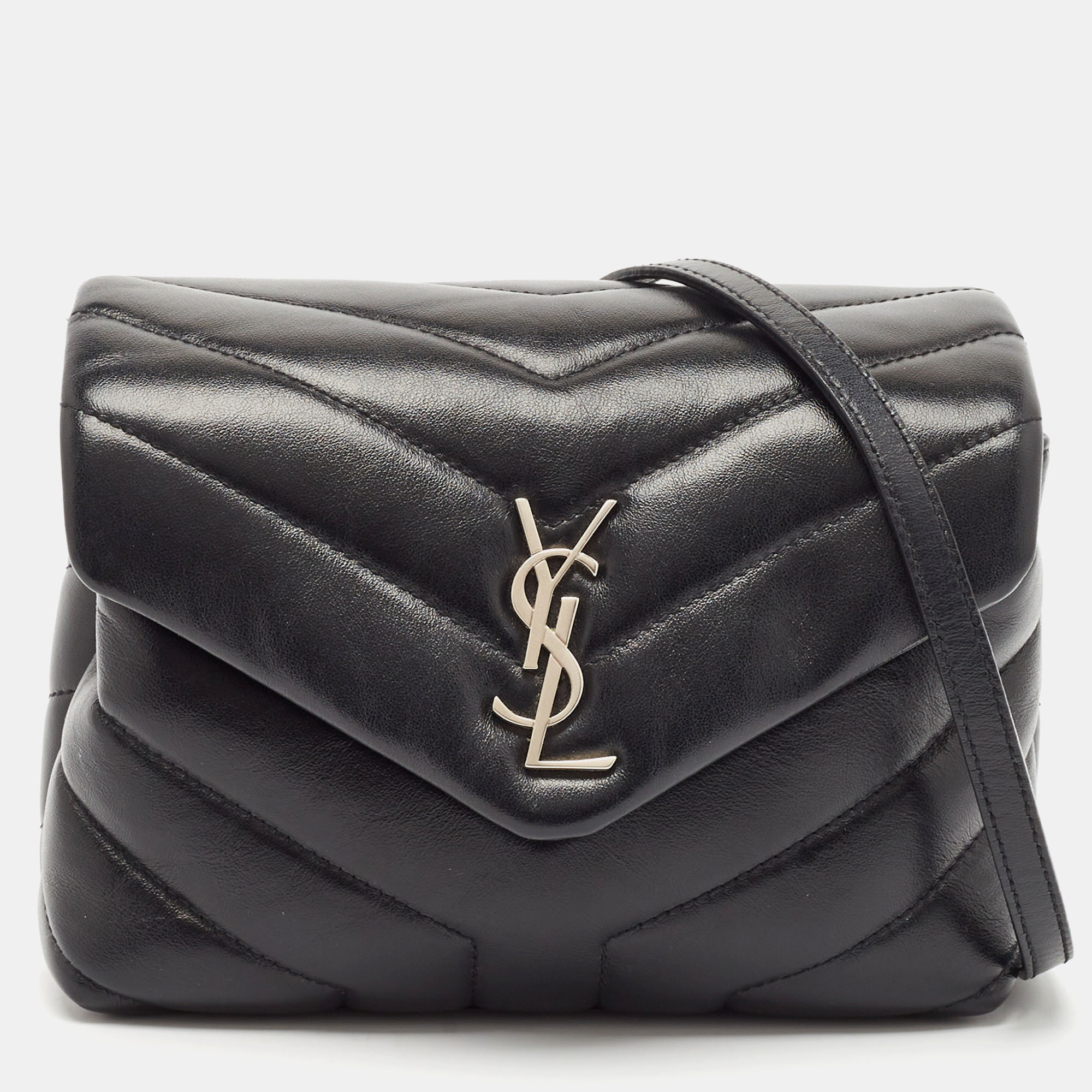 

Saint Laurent Black Matelassé Leather Mini Loulou Shoulder Bag