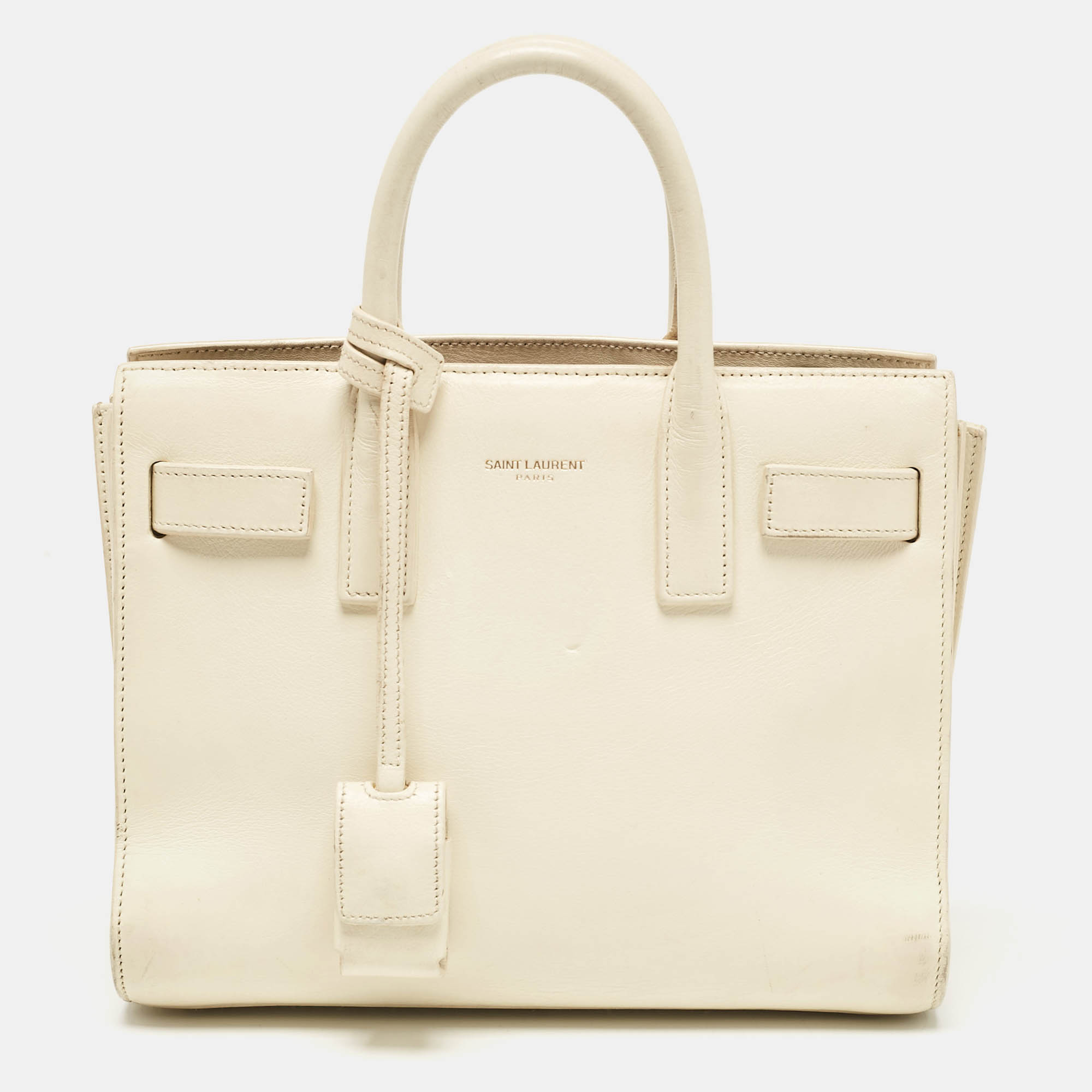 

Saint Laurent Cream Leather Nano Classic Sac De Jour Tote