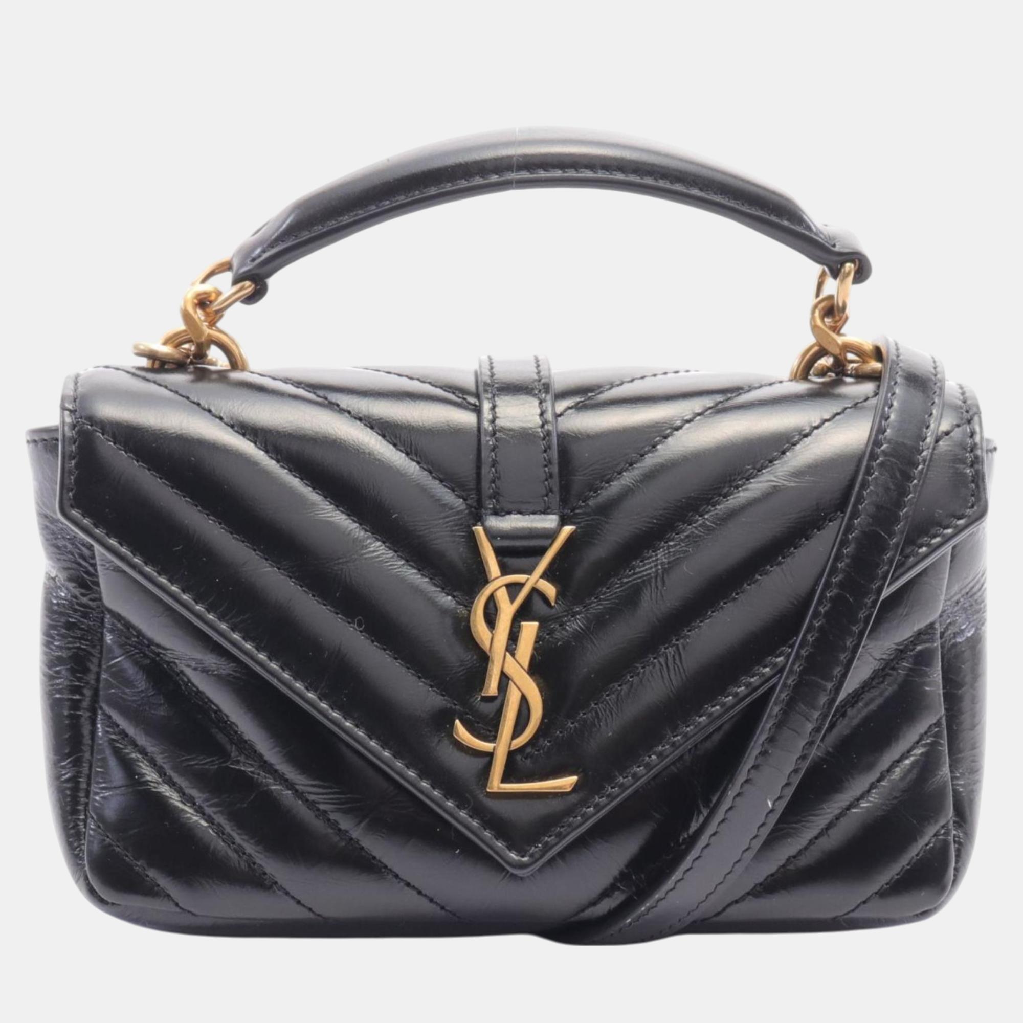 

Saint Laurent Paris Black Leather College Mini Shoulder Bag