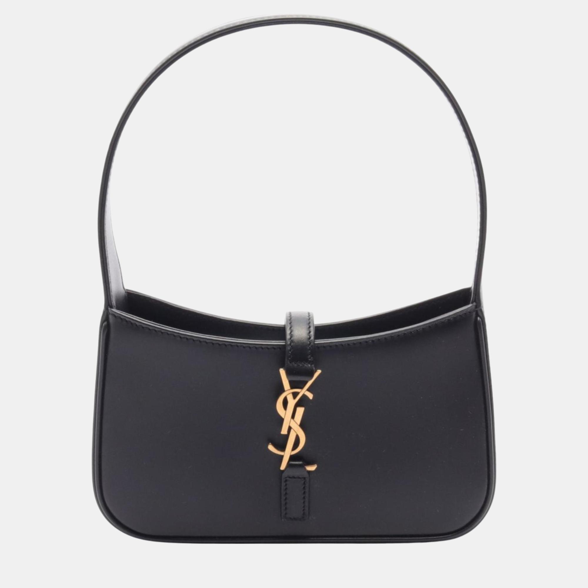 

Saint Laurent Le 5 A 7 Hobo Handbag Leather Black