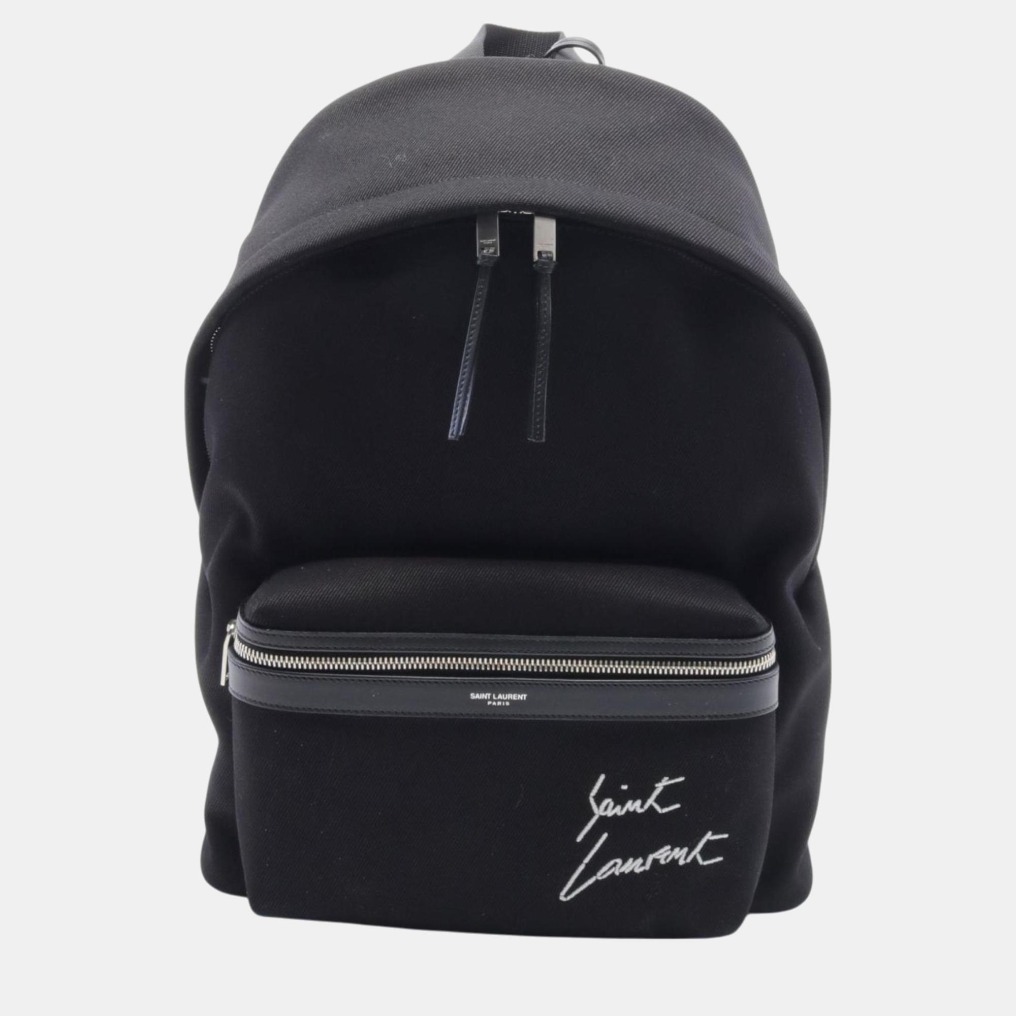 

Saint Laurent Saint Laurent City City Backpack Bag Cotton Black