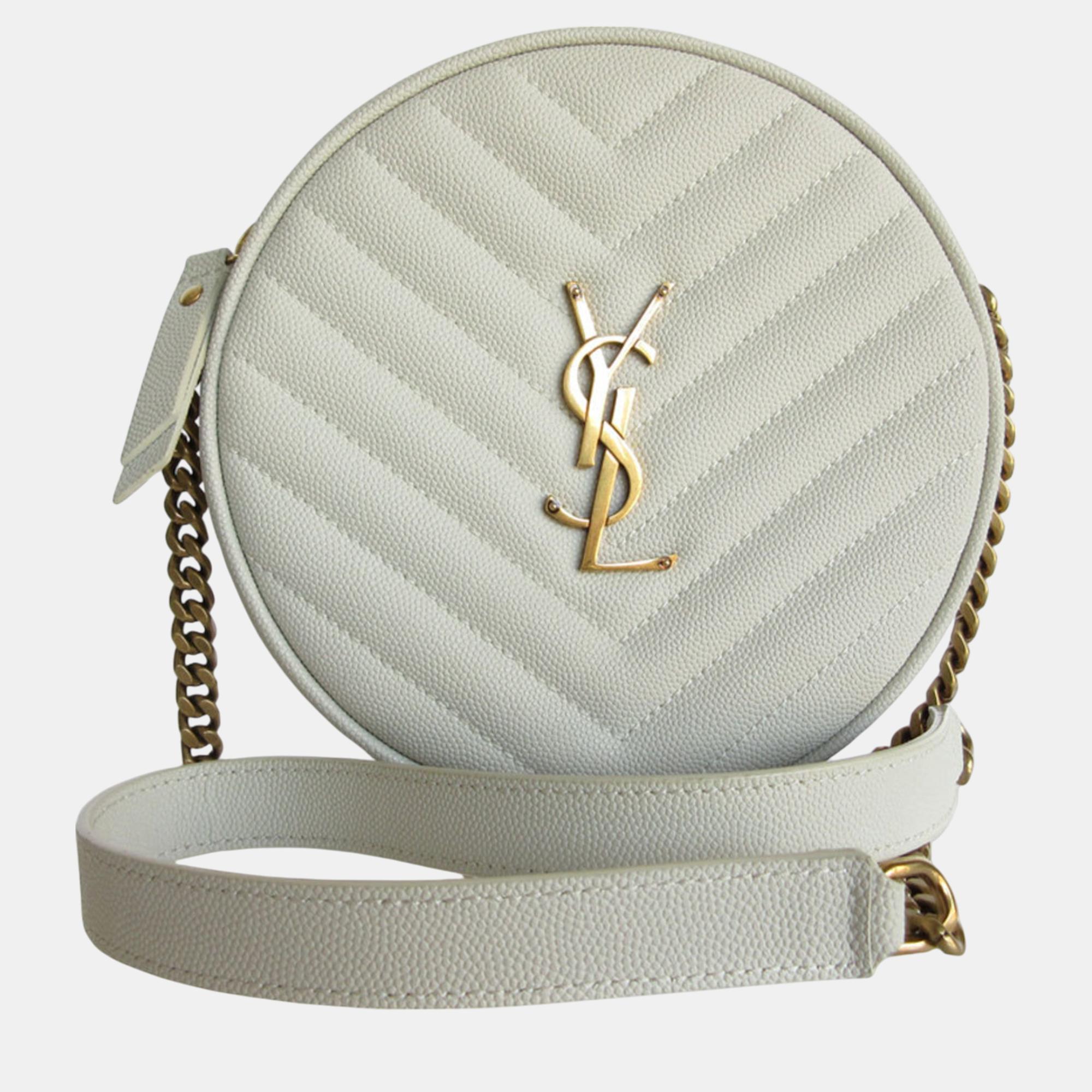 

Saint Laurent Shoulder Bag Leather Ivory Gold, White