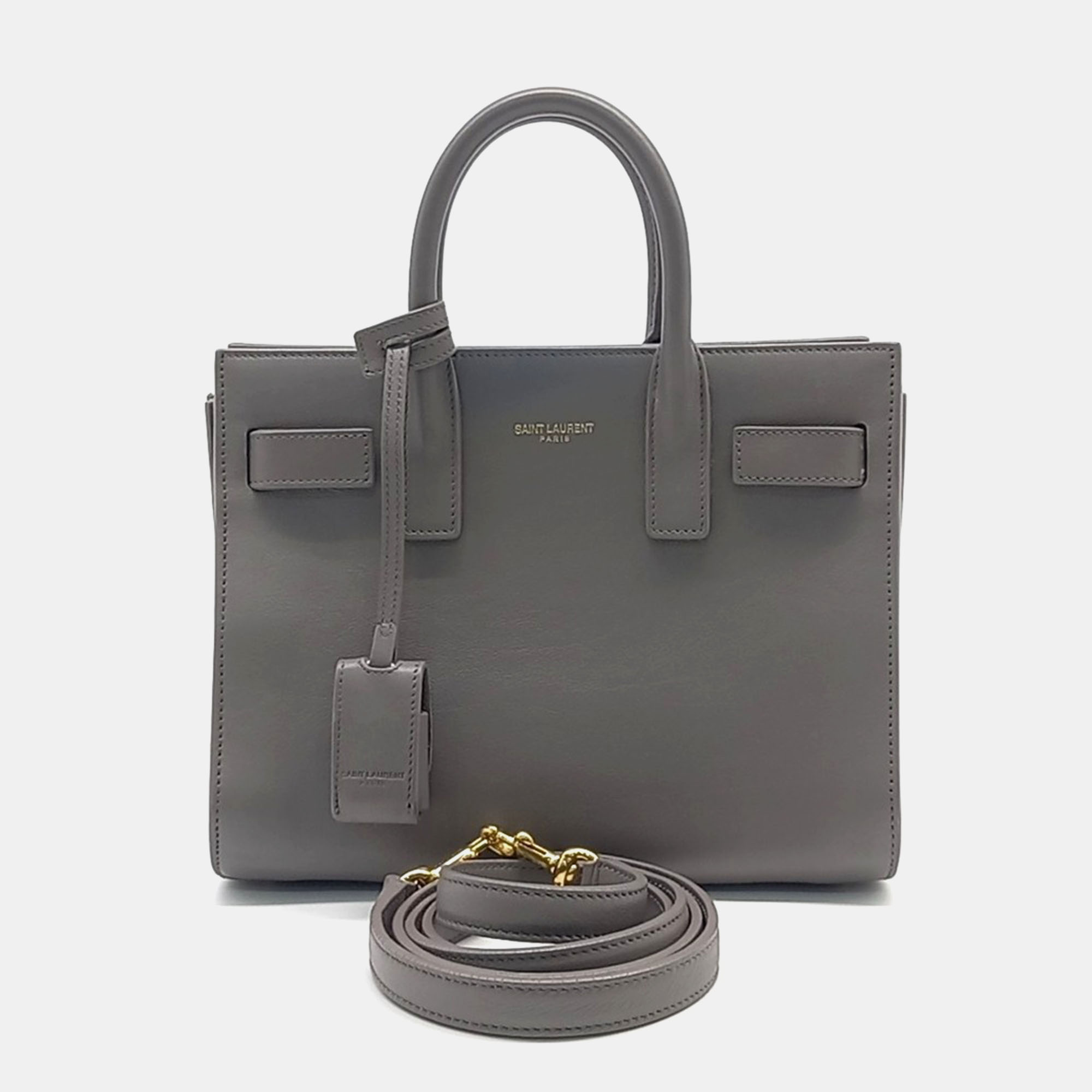 

Saint Laurent Paris Grey Leather Shark Dejour Nano Bag