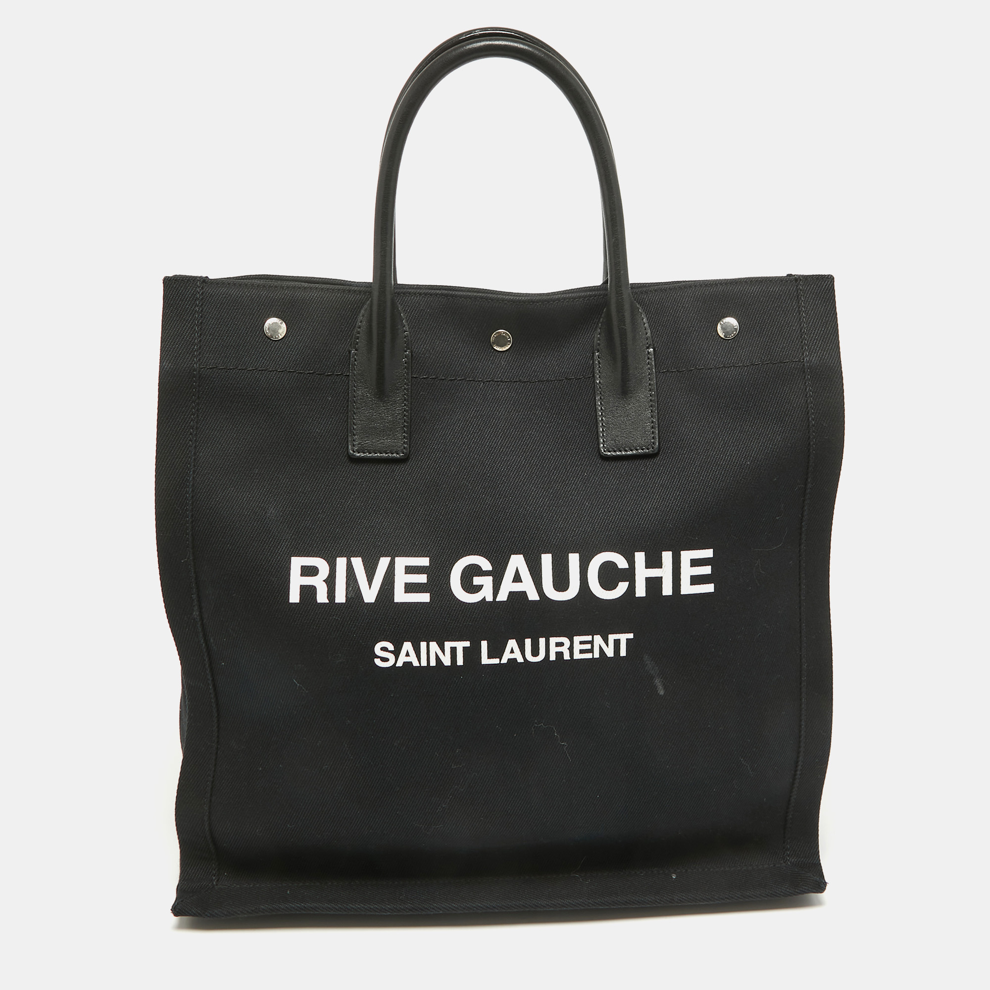 

Saint Laurent Black Fabric Rive Gauche Vertical Tote