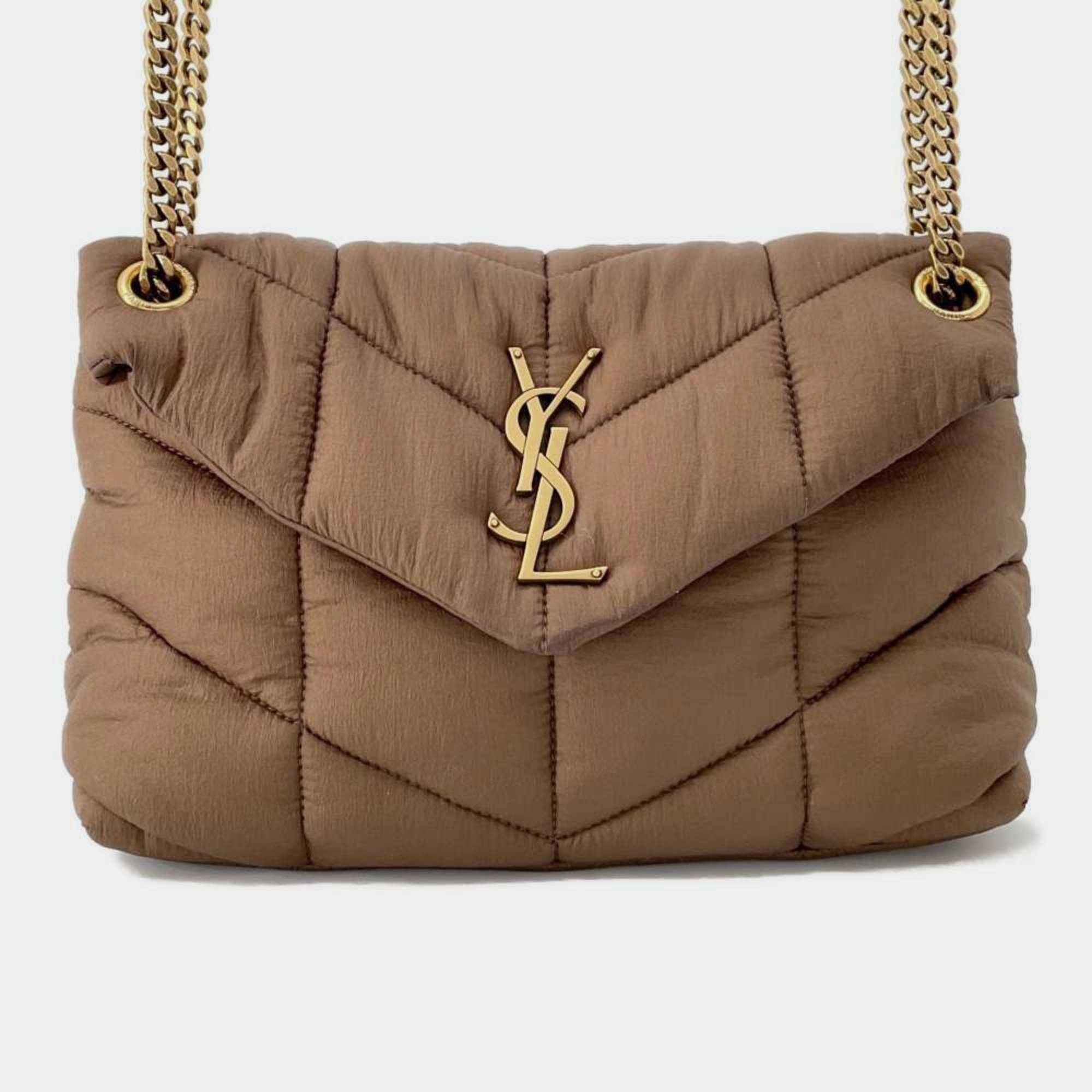 

Saint Laurent Lulu Puffer Nylon Shoulder Bag, Brown