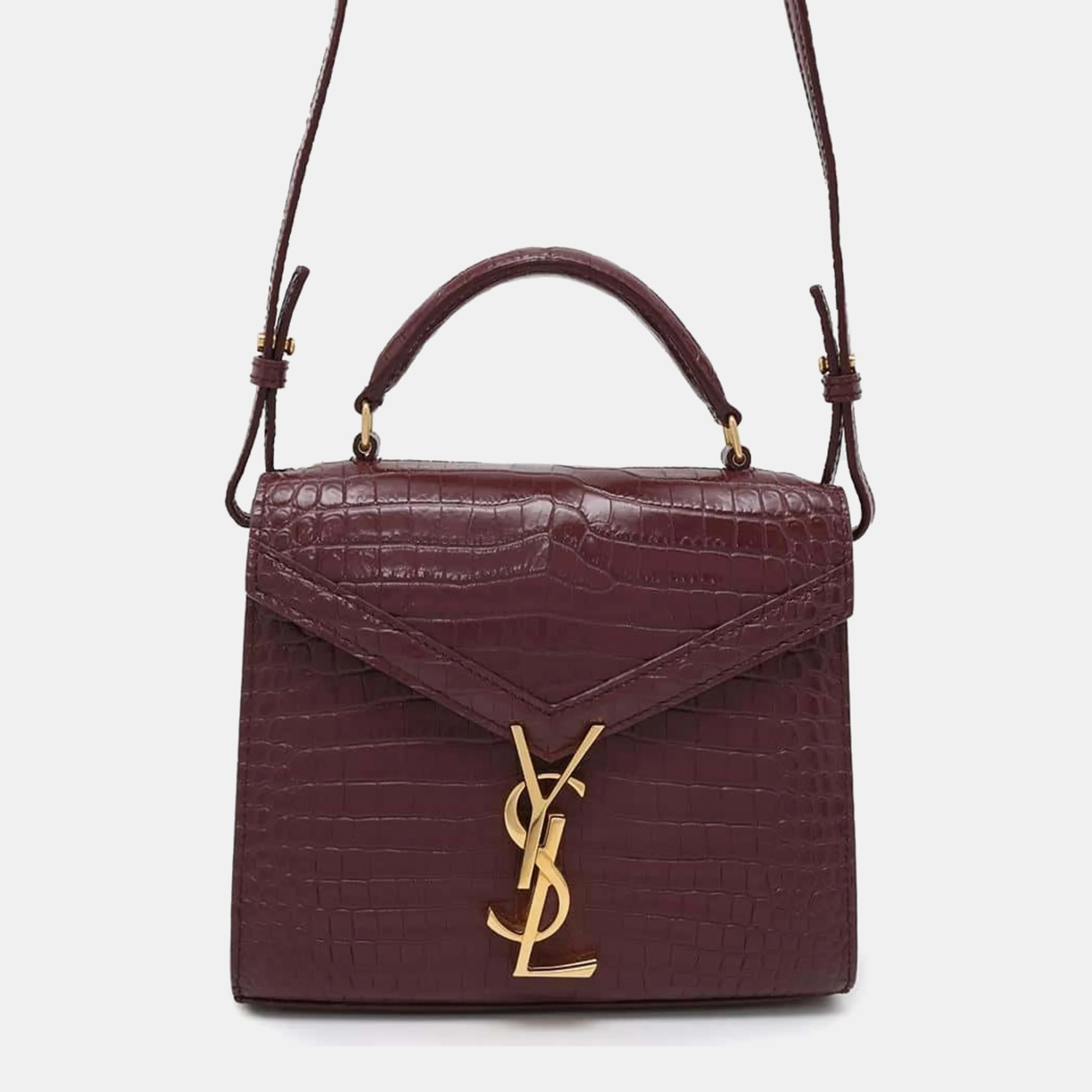 

Yves Saint Laurent Cassandra Embossed Leather Shoulder Bag, Brown