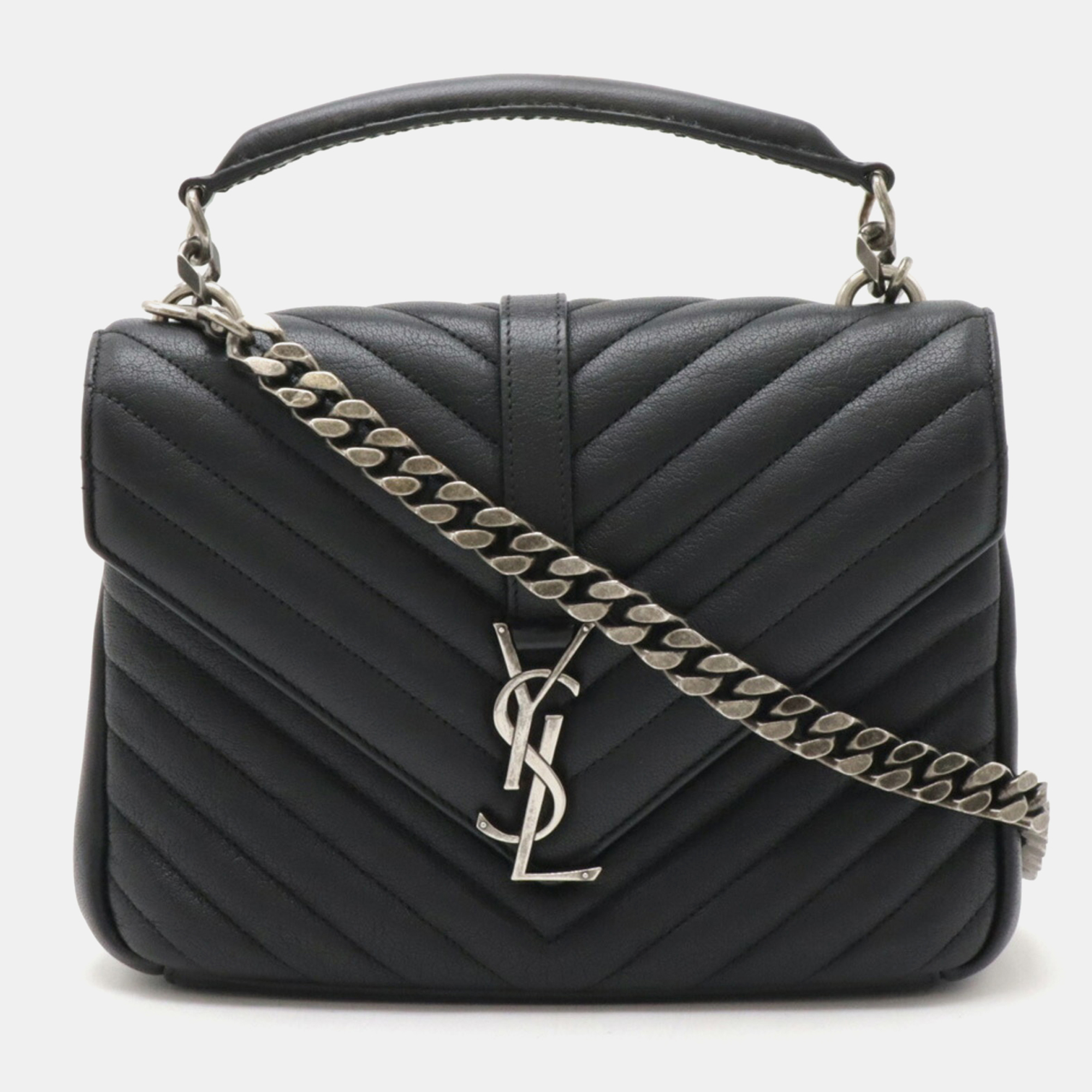 

Saint Laurent Black Leather College Chain Shoulder Bag