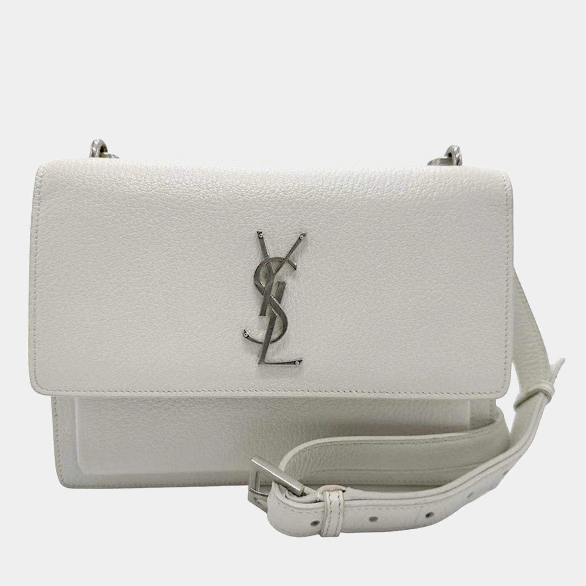 

Saint Laurent Leather White Silver Shoulder Bag